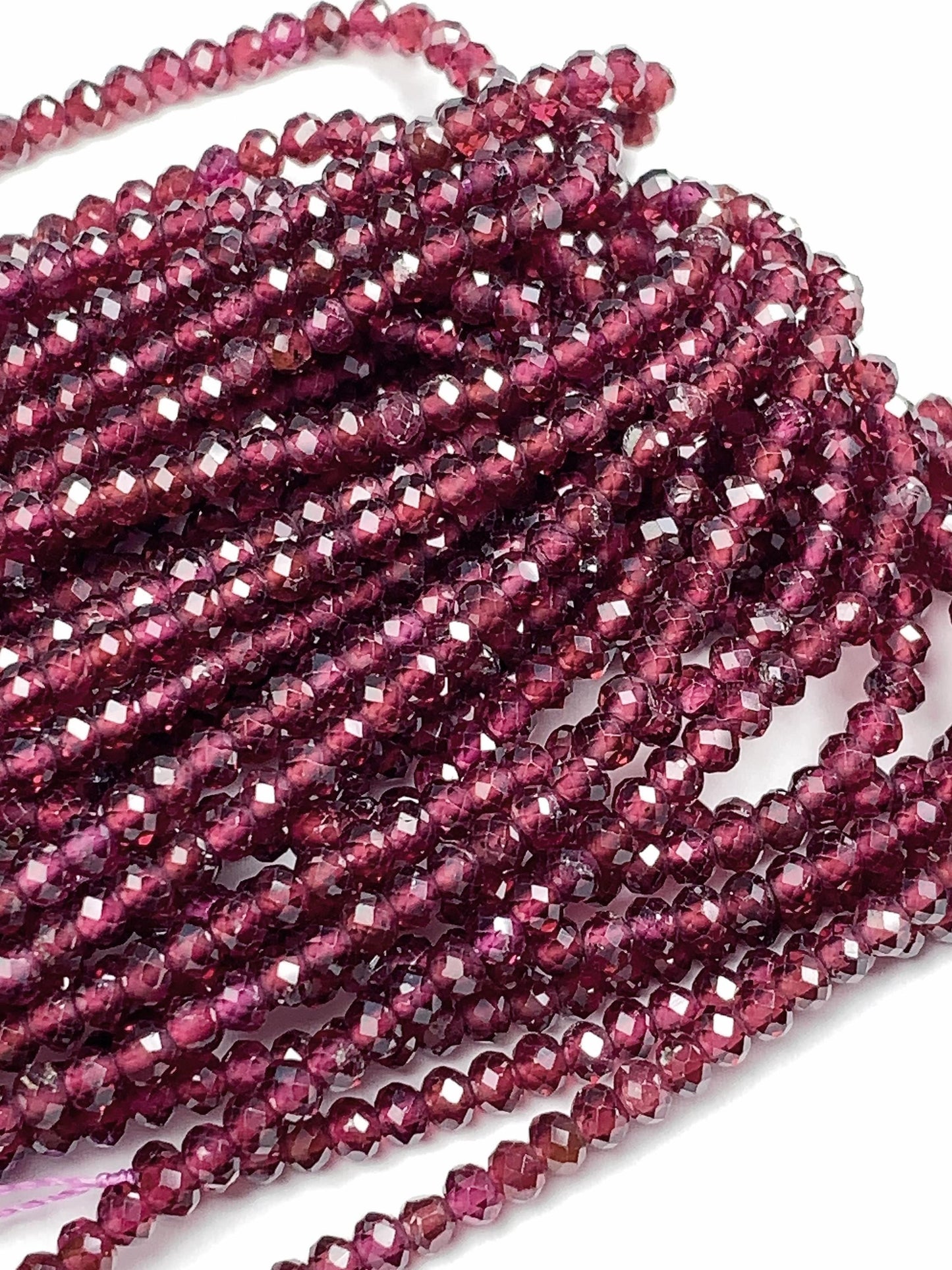 Good quality Genuine Natural purple garnet Faceted Rondelle Beads 15.5" Strand 2x2.9mm