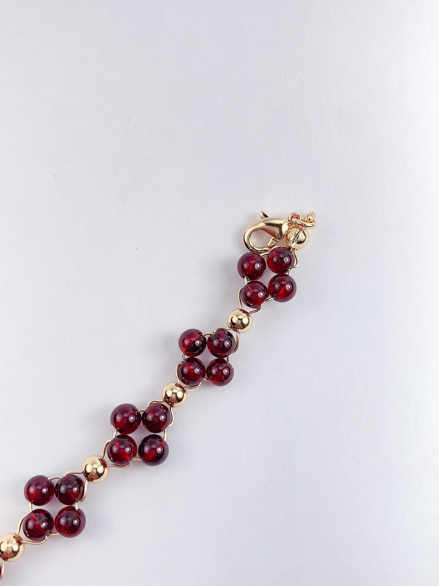 Red Garnet Bracelet: 14K Gold Filled, January Birthstone