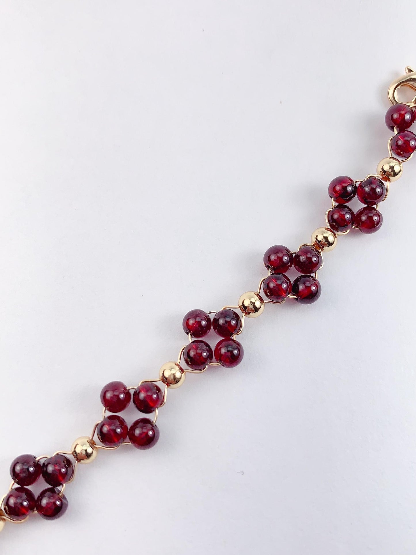 Red Garnet Bracelet: 14K Gold Filled, January Birthstone