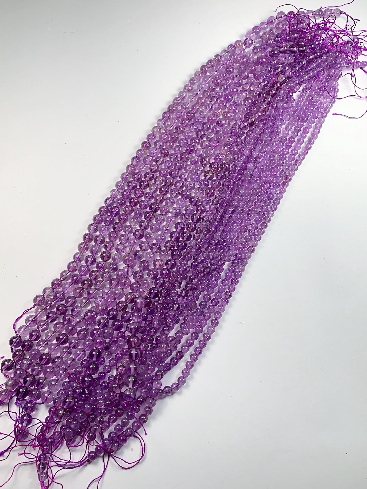 Natural Lavender Amethyst Quartz Beads: Smooth Round, 15.5" Strand