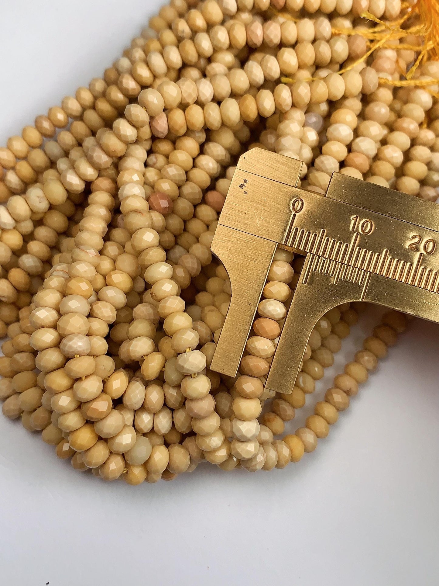 Natural Gold Yellow Agate Faceted Rondelle Beads - 3x4mm, 15.5" Strand