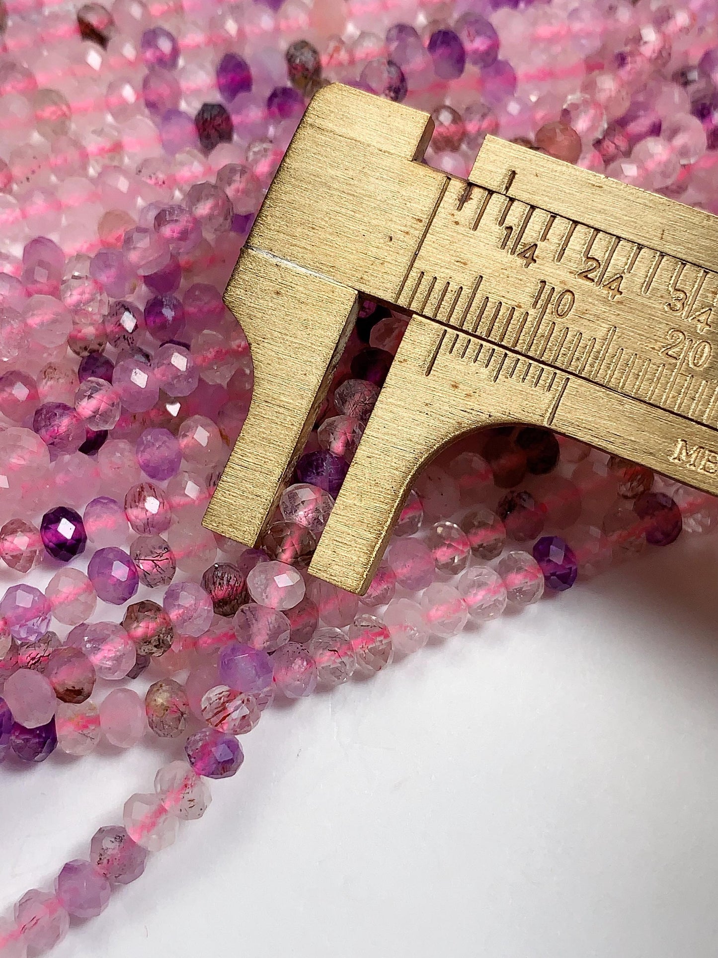 3x4mm Grade AAA Natural Super Seven Faceted Rondelle Beads 15.5" Strand