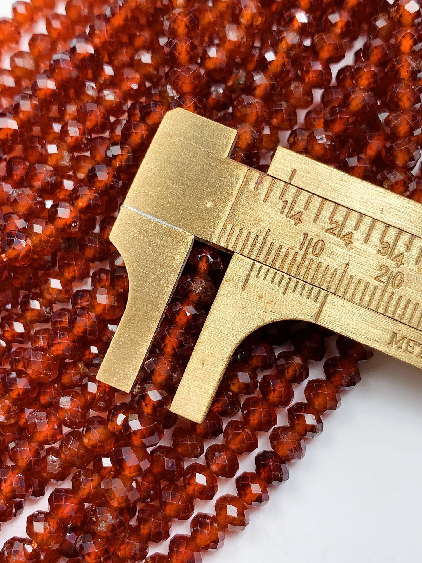 4x5mm AAA Natural Deep Orange Hessonite Garnet Faceted Rondelle Beads 15.5" Strand