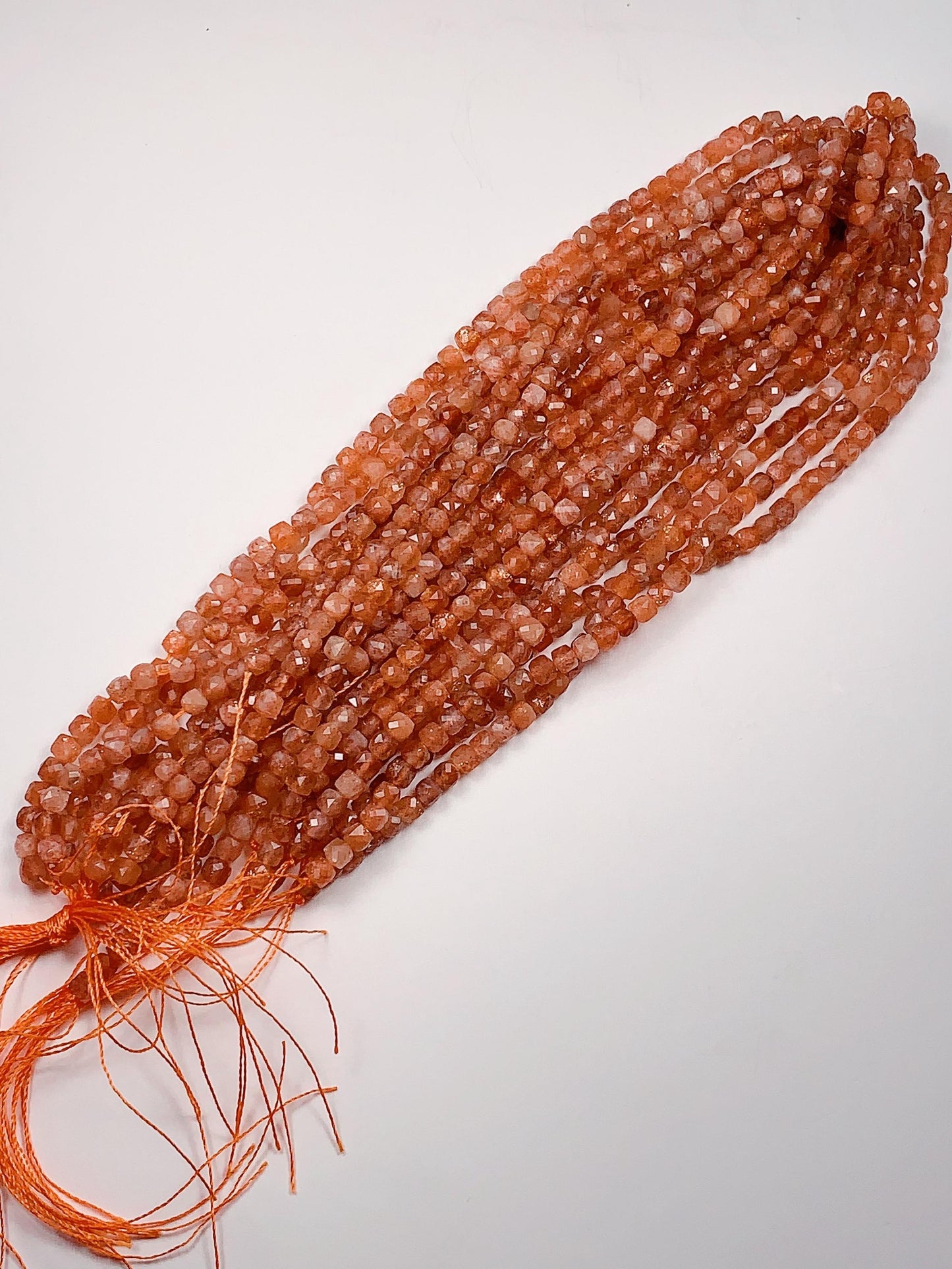 4.5mm AAA Gold Golden Orange Sunstone Faceted Cube Square Beads 15.5" Strand Gemstone