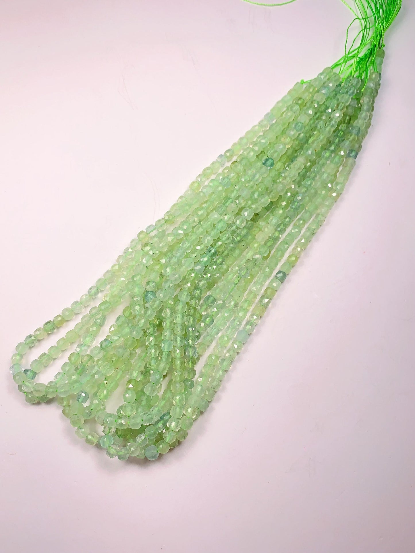 4.5mm+ high quality Genuine Natural green Prehnite Faceted Cube Square Beads 15.5" Strand