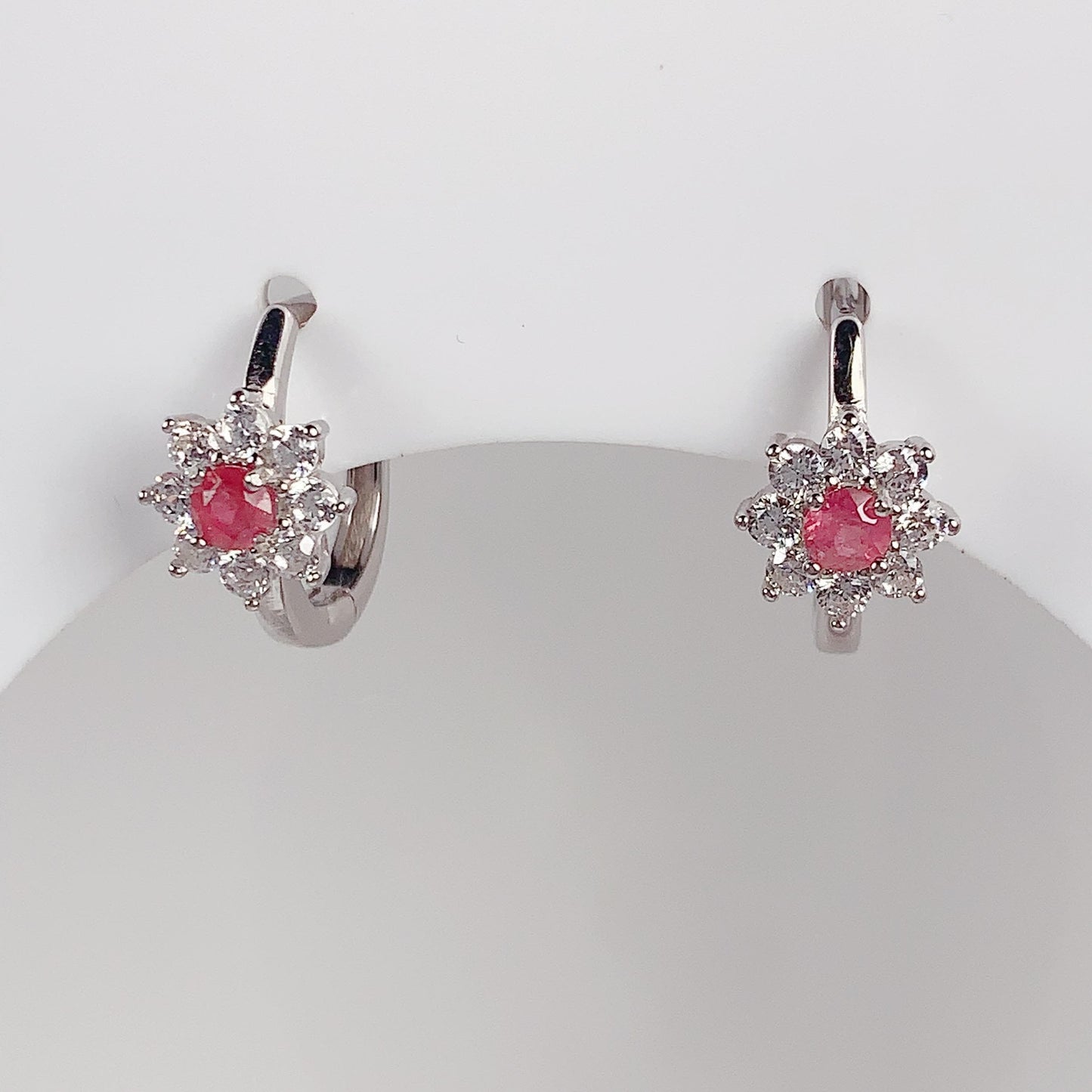 Pink Tourmaline Sterling Silver Earrings: 18k Gold Plated Floral Studs