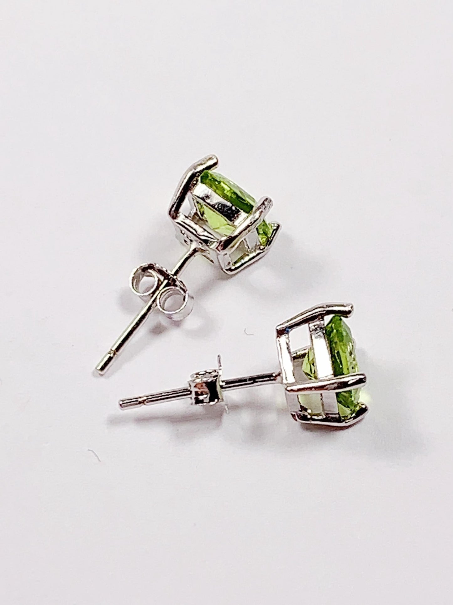 Peridot Sterling Silver Stud Earrings: 18k Gold Plated, August Birthstone