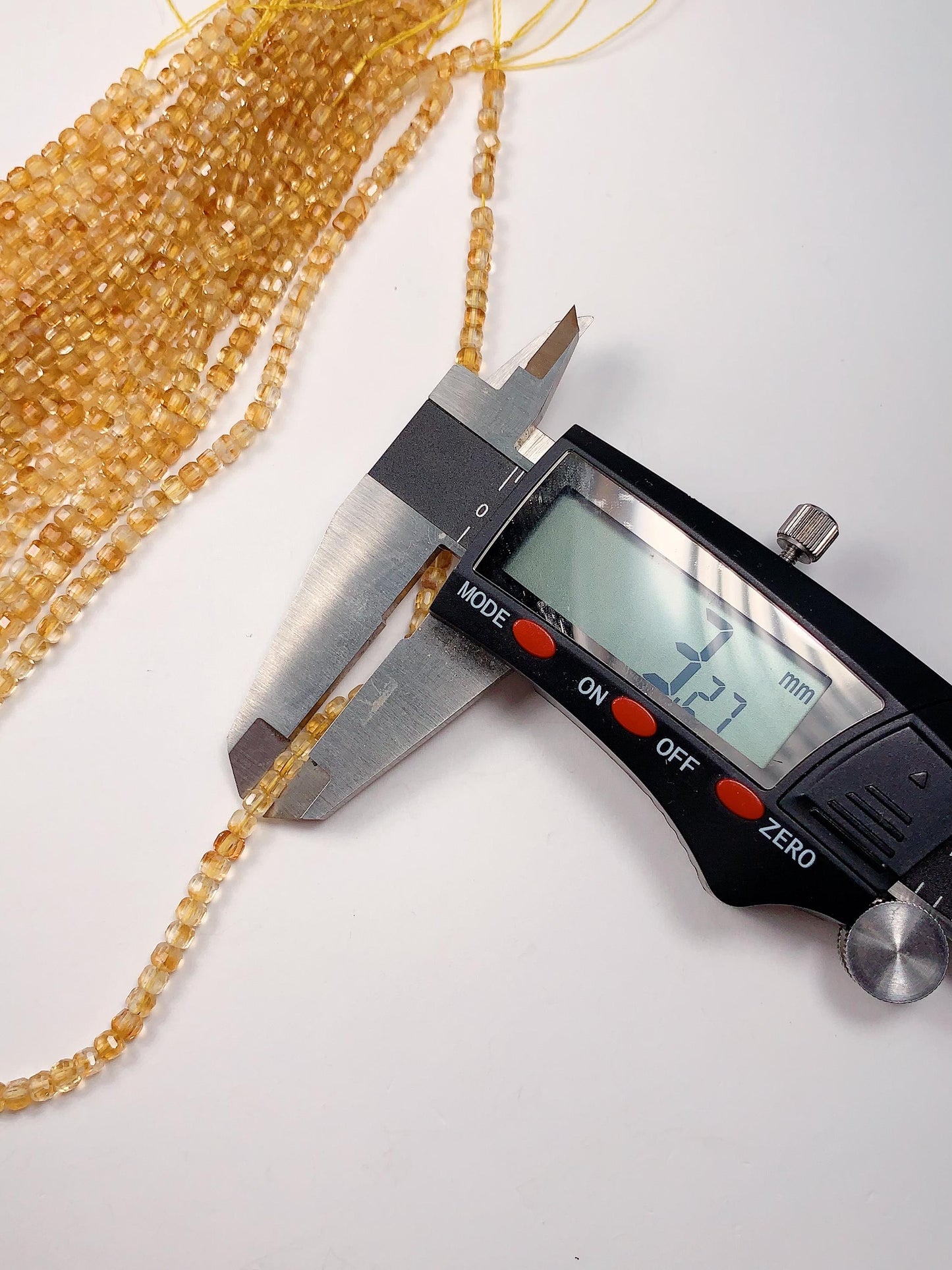 3mm AAA Natural Yellow Citrine Faceted Cube Square Beads 15.5" Strand