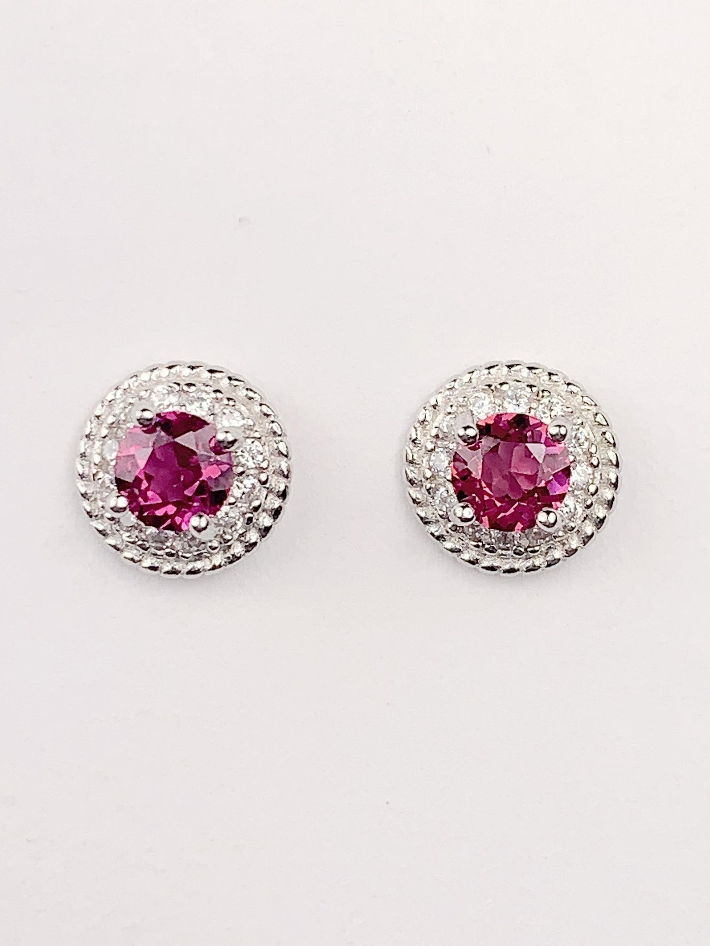Purple Garnet Sterling Silver Earrings: 18k Gold Plated Studs