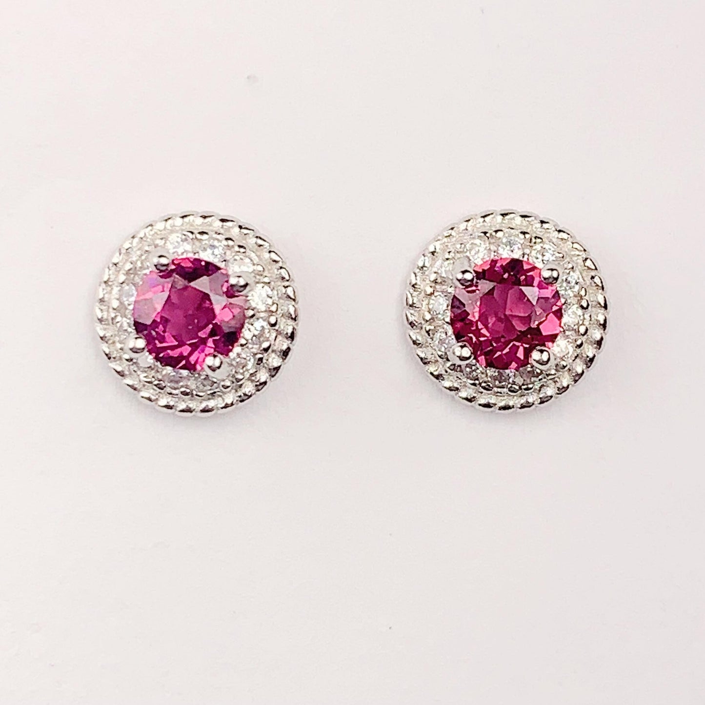 Purple Garnet Sterling Silver Earrings: 18k Gold Plated Studs