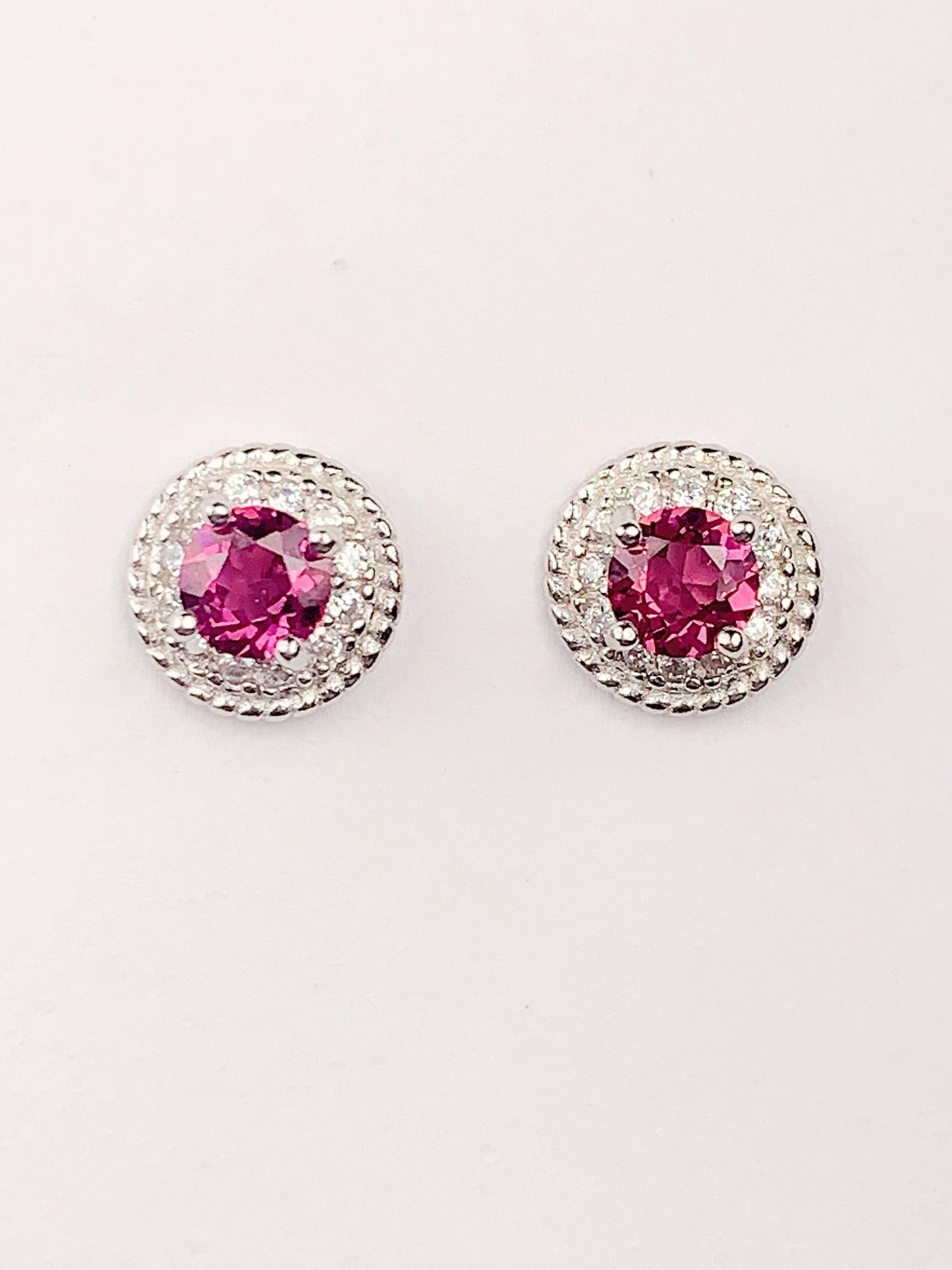 Purple Garnet Sterling Silver Earrings: 18k Gold Plated Studs