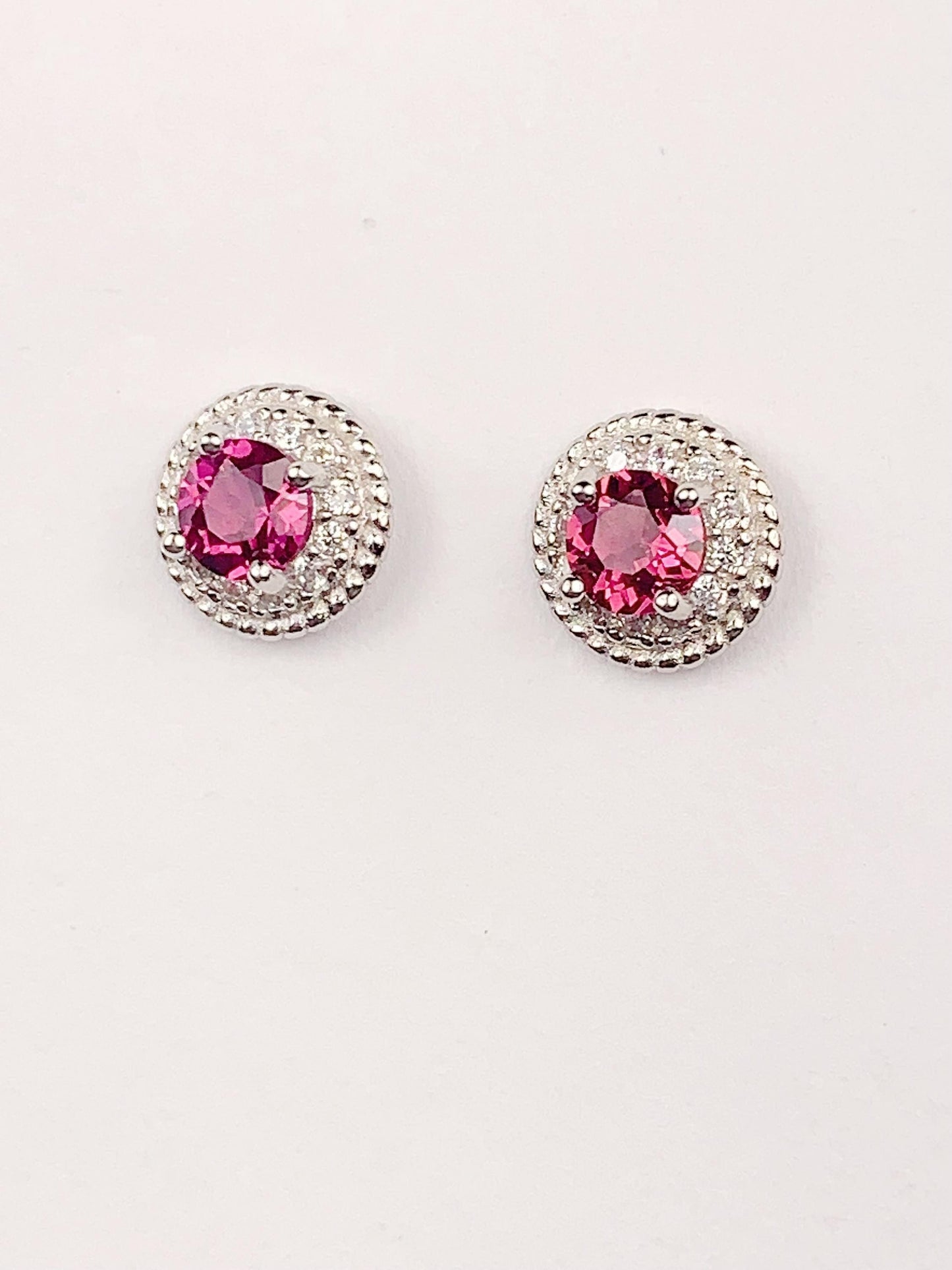 Purple Garnet Sterling Silver Earrings: 18k Gold Plated Studs