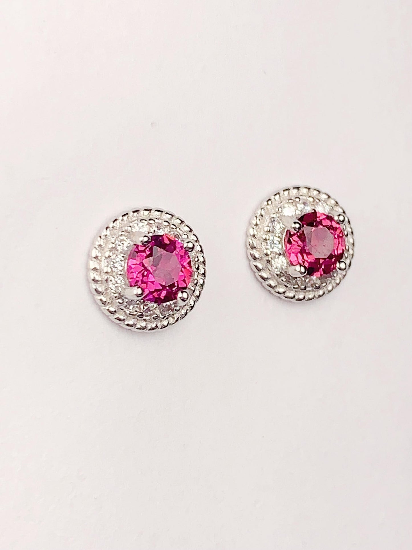 Purple Garnet Sterling Silver Earrings: 18k Gold Plated Studs