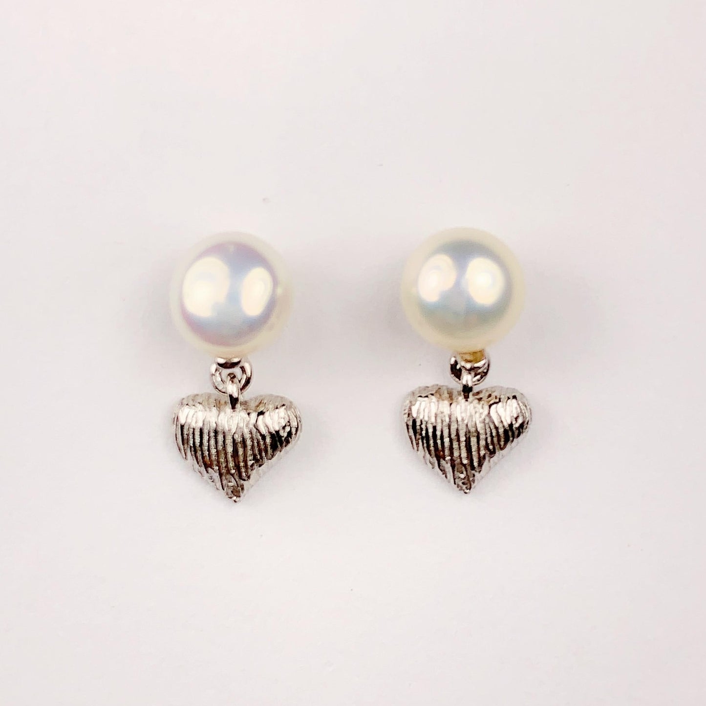 Freshwater Pearl Heart Earrings: 18k Gold Plated Sterling Silver Studs