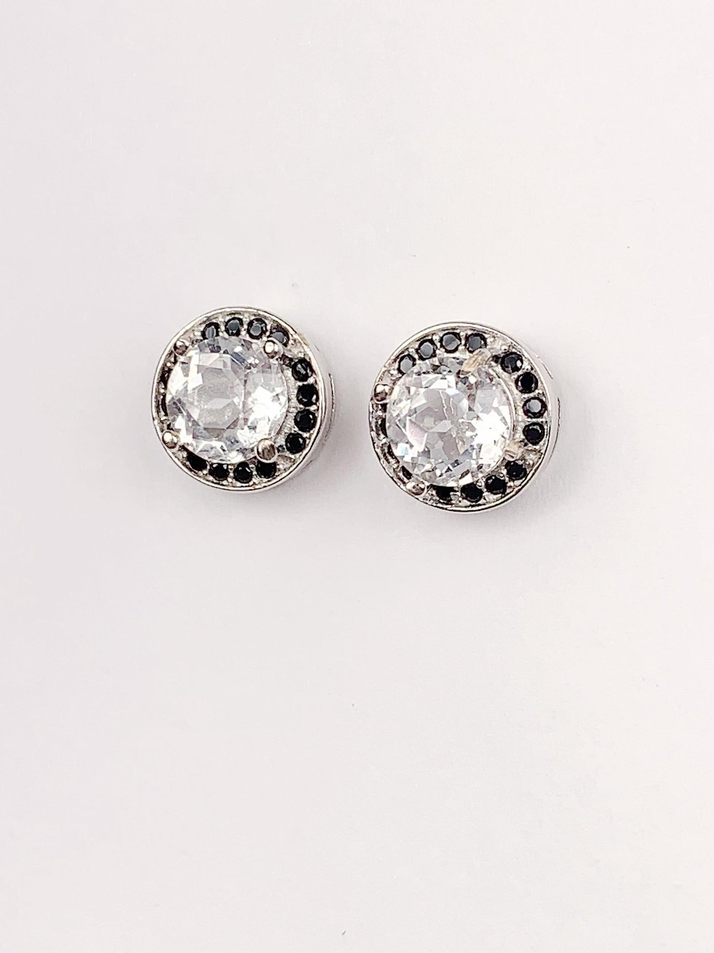 Quartz Crystal Sterling Silver Earrings: 18k Gold Plated Studs