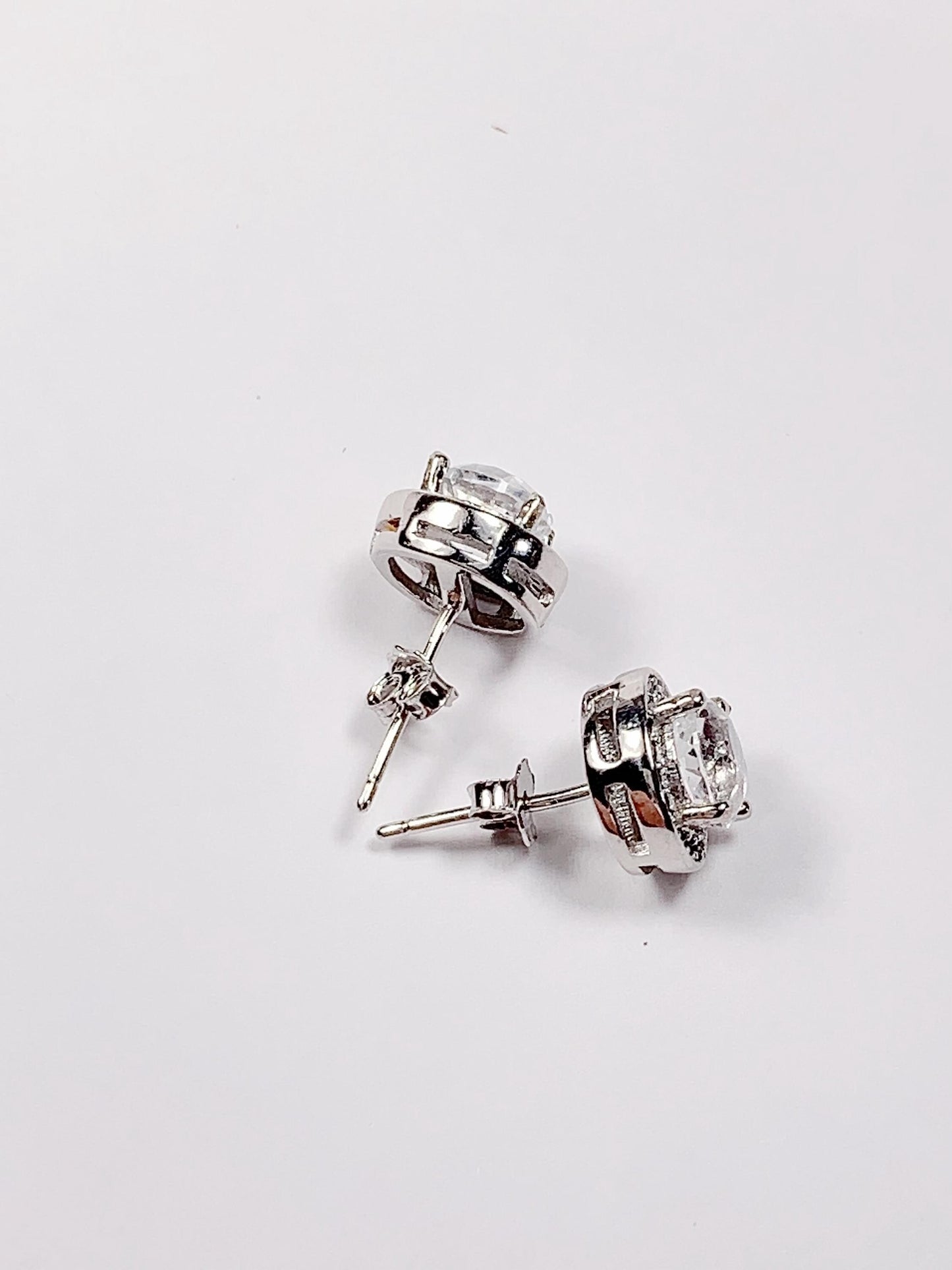 Quartz Crystal Sterling Silver Earrings: 18k Gold Plated Studs