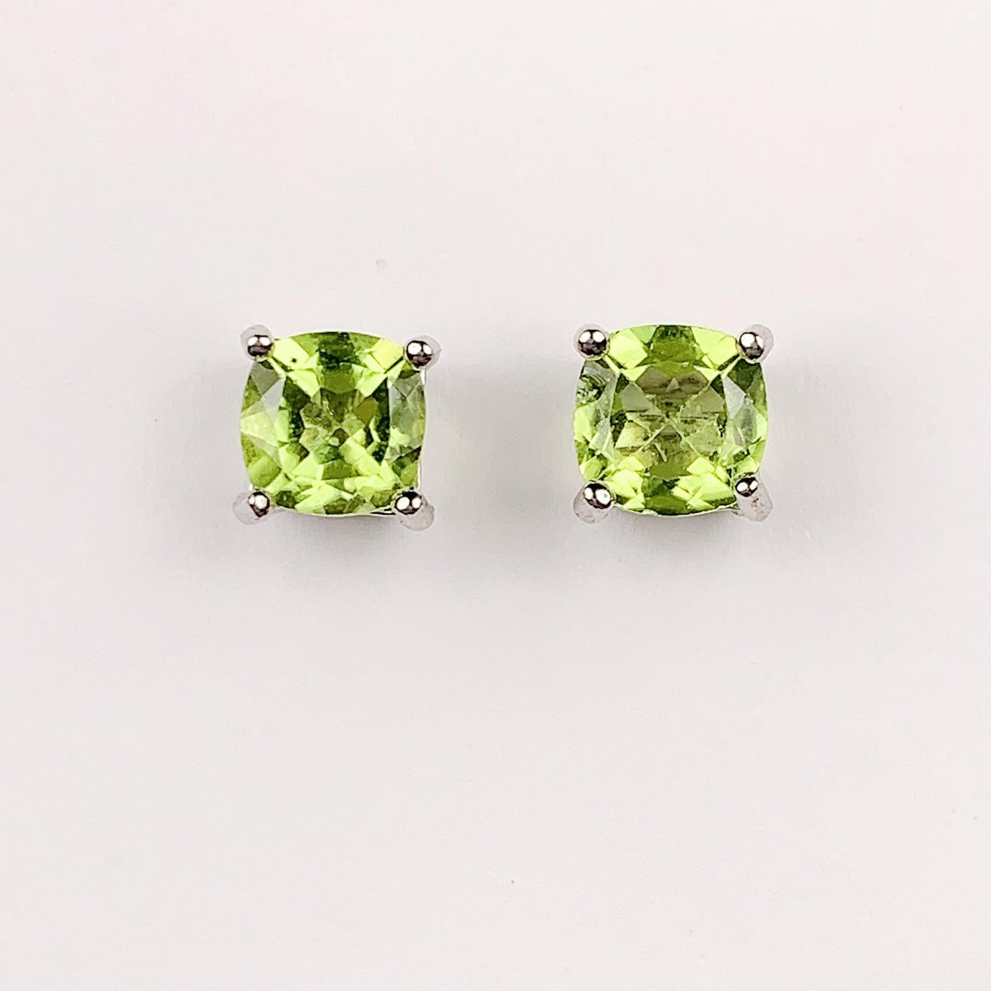 Peridot Sterling Silver Stud Earrings: 18k Gold Plated, August Birthstone