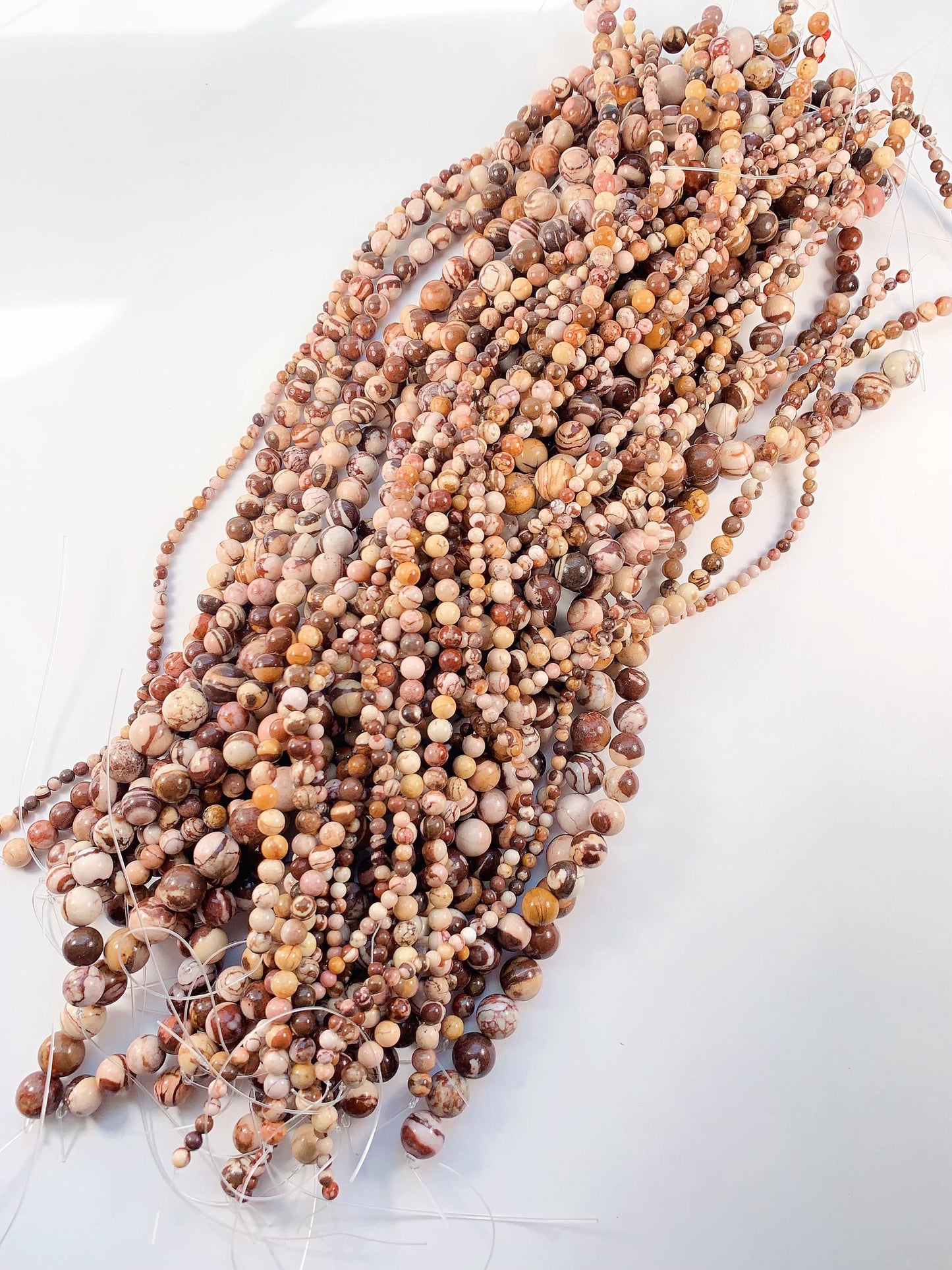 Natural Brown Zebra Jasper Beads: Smooth Round Gemstone Strand