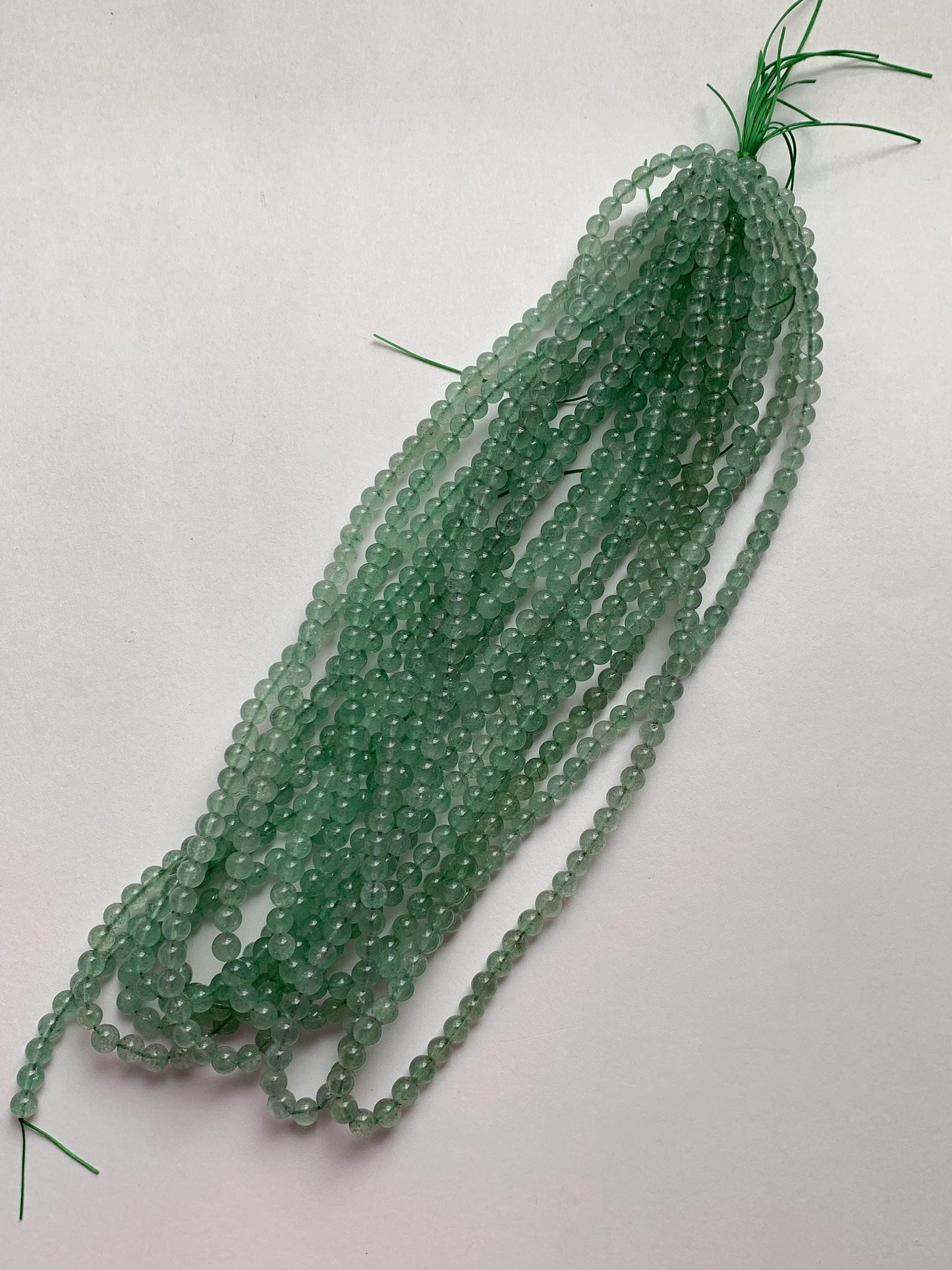Natural Green Strawberry Quartz Smooth Round Beads: Gemstone, 15.5" Strand