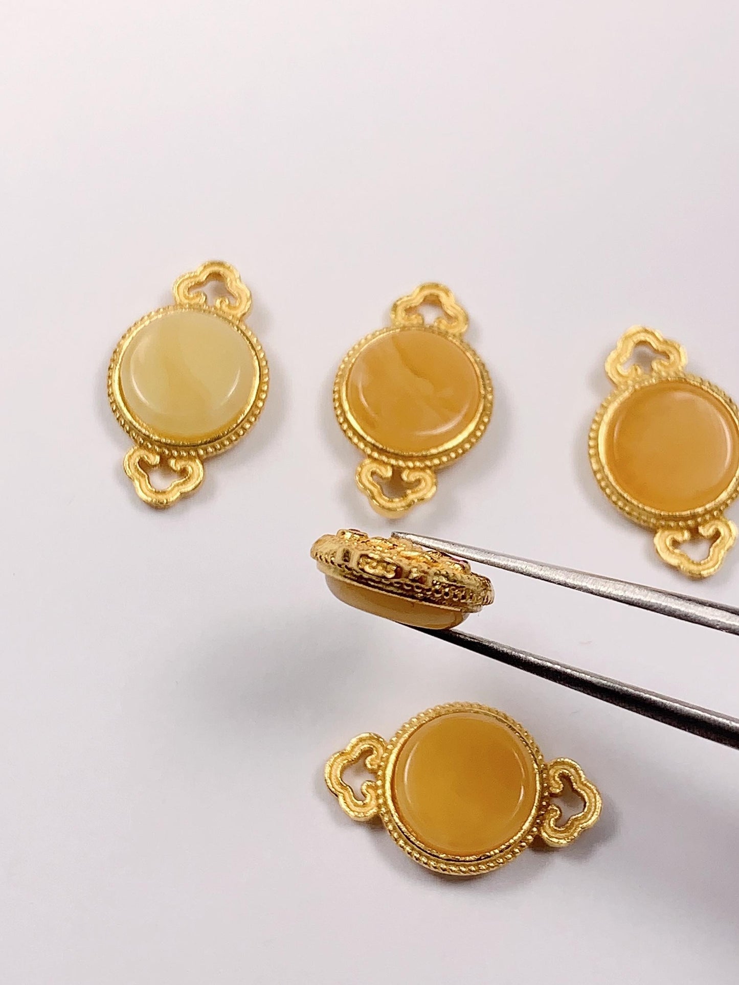8mm Honey Beeswax Amber Bead: Sterling Silver DIY Jewelry Pendant