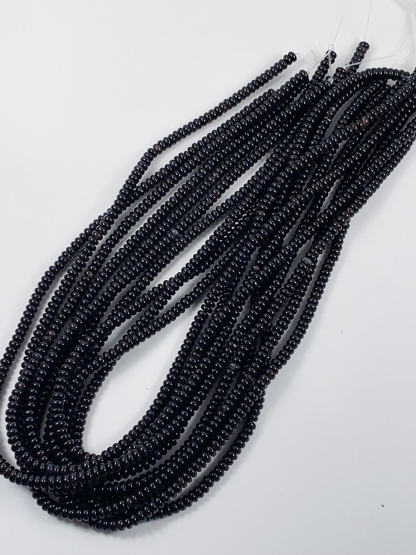 AAA Black Onyx Agate Smooth Rondelle Beads 15" Strand (2x4mm, 4x6mm)