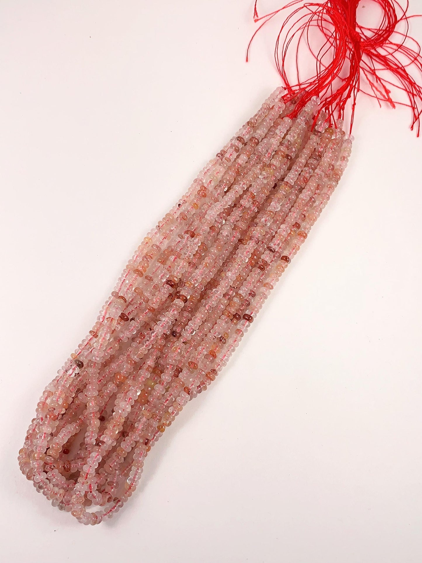 2x4mm Natural Orange Red Hematoid Quartz Smooth Rondelle Beads 15" Strand Gemstone