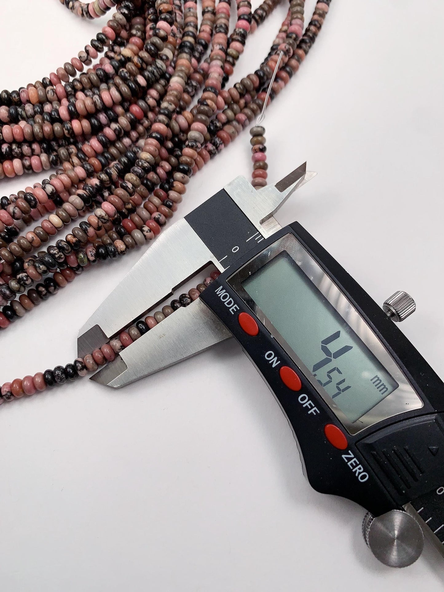 2x4mm Good Quality Natural Pink Black Rhodonite Smooth Rondelle Beads 15" Strand