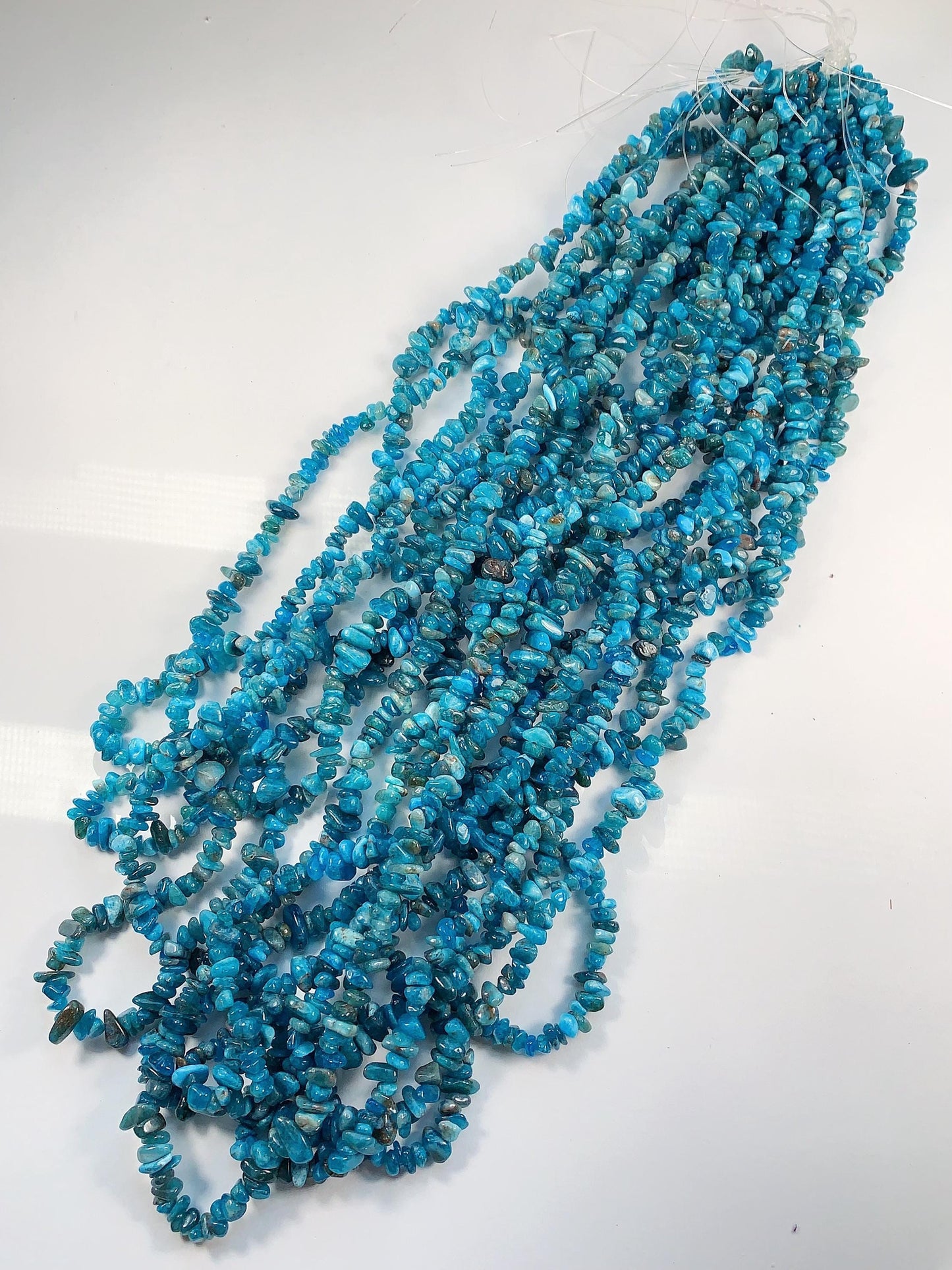 Blue Apatite Nugget Beads: Genuine Gemstone Crystal Chips, 32" Strand