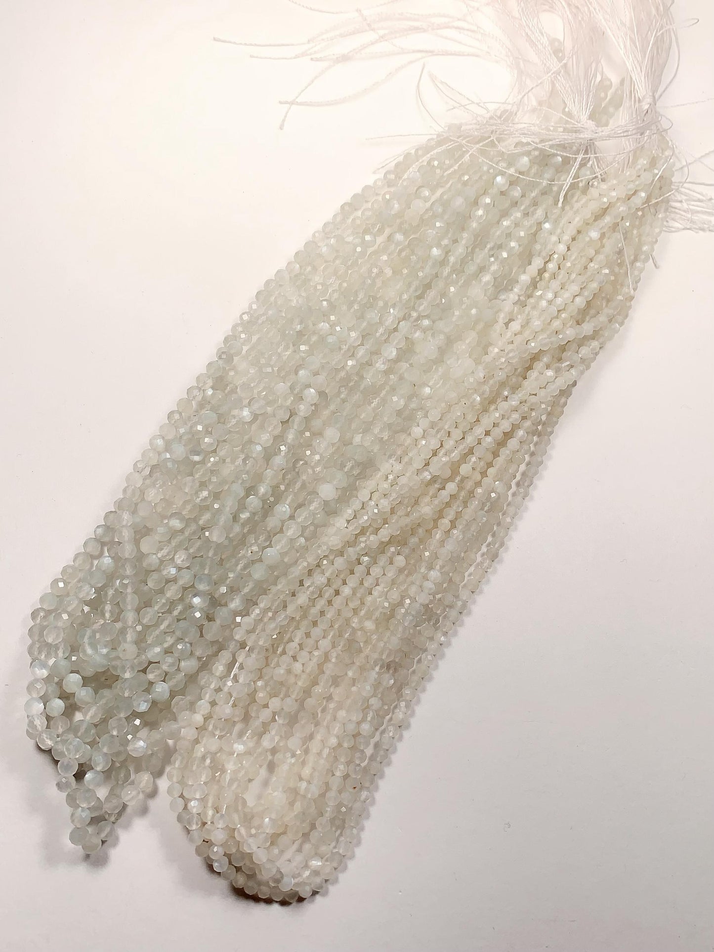 Genuine Natural White White Gray moonstone Faceted Round Beads 15.5" Strand 2mm 3mm 4mm