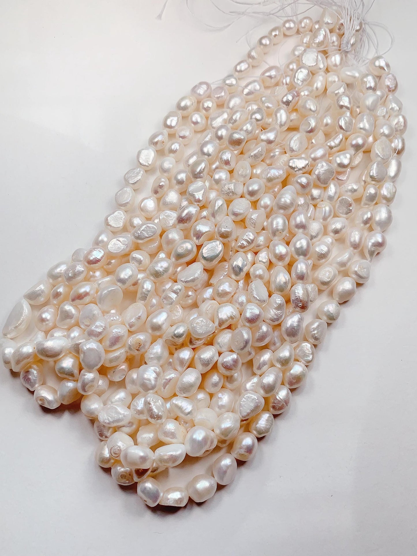 8-12mm Genuine Natural White Baroque Pearl Beads 14 Strand Gemstone