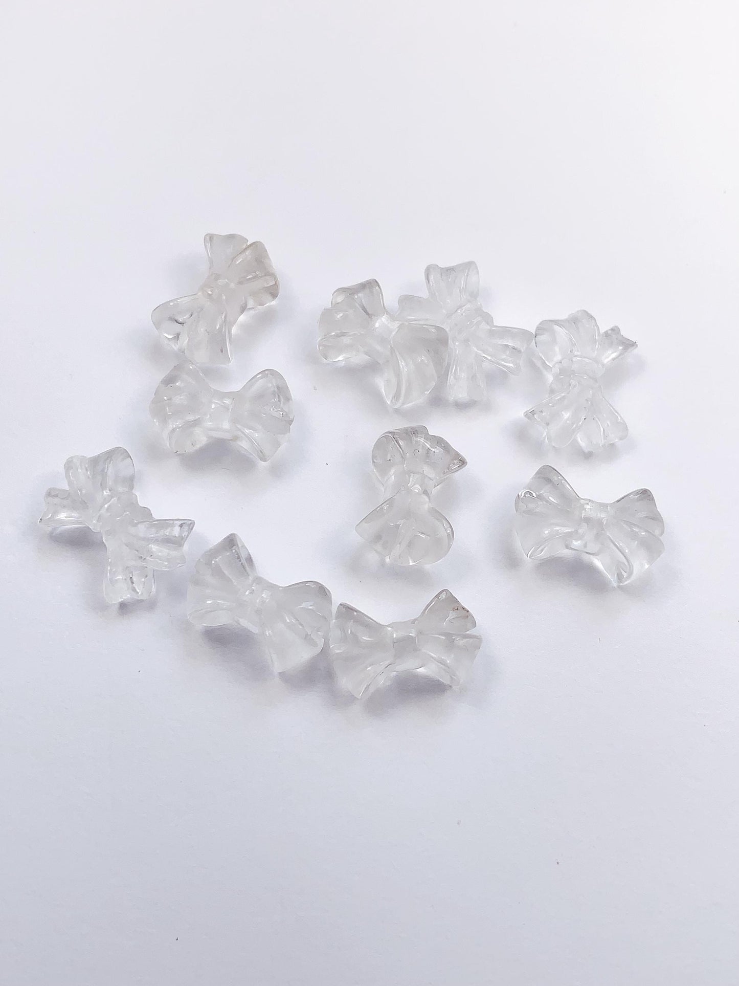 15mm Natural Clear White Quartz Rock Crystal beads Loose Gems Gemstone Bow Cut