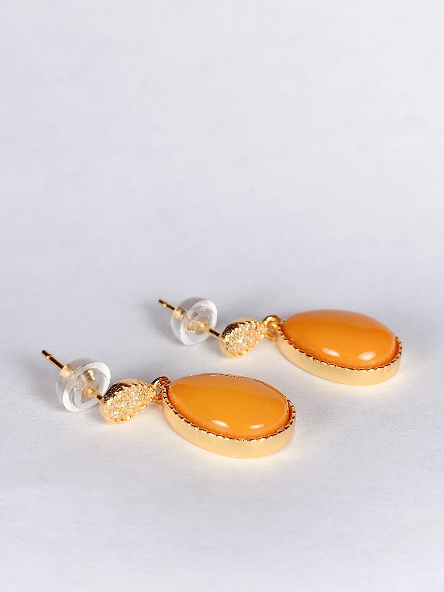 Yellow Amber Drop Earrings: 18k Gold Plated Sterling Silver