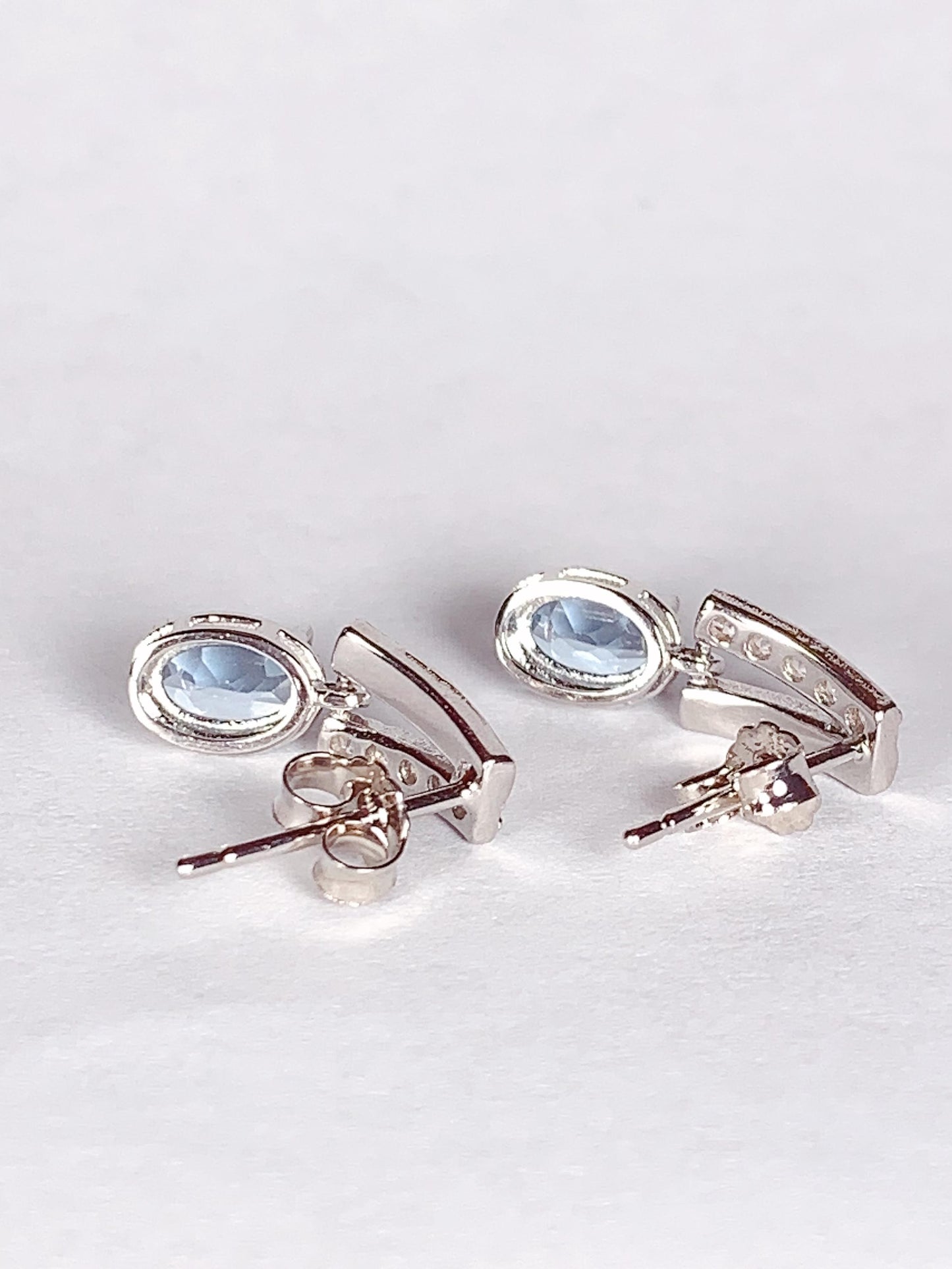 Skype Blue Topaz Earrings: Oval Cut, 18k Gold Plated Sterling Silver