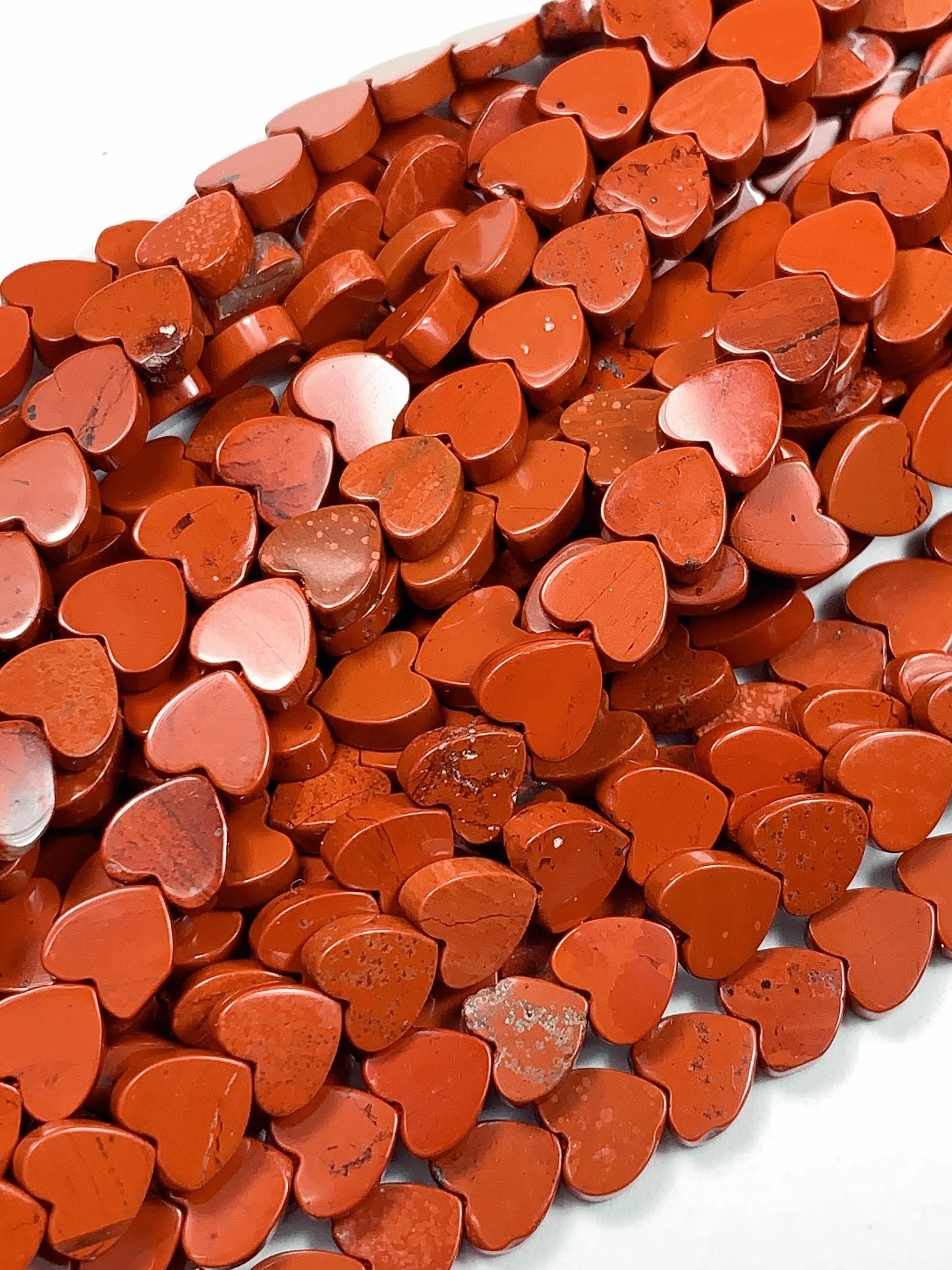 6mm Natural Red Jasper Heart Shape Beads 15" Strand