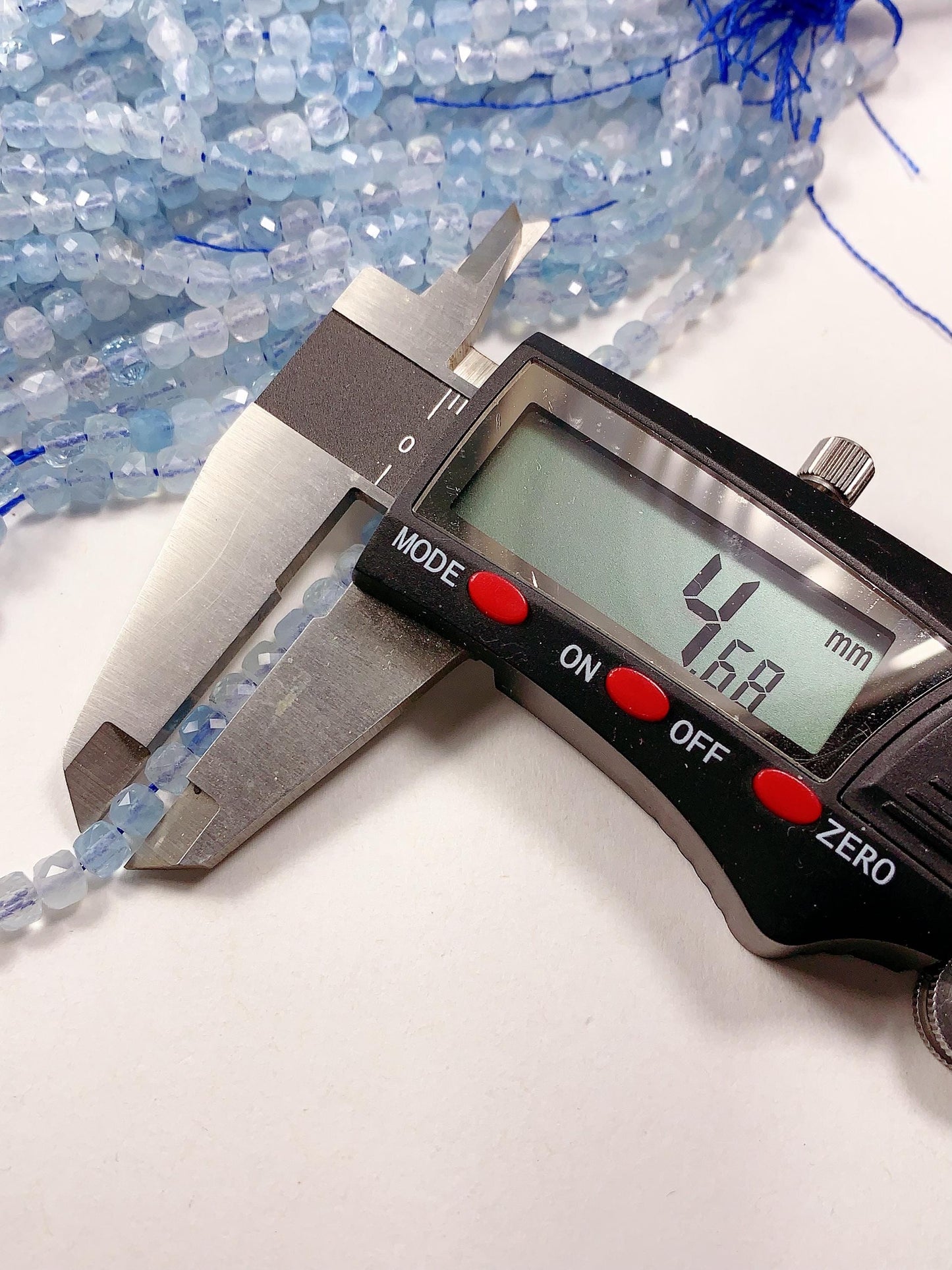 4.5mm Natural Blue Aquamarine Faceted Square Cube Beads Gemstone Strand 15.5