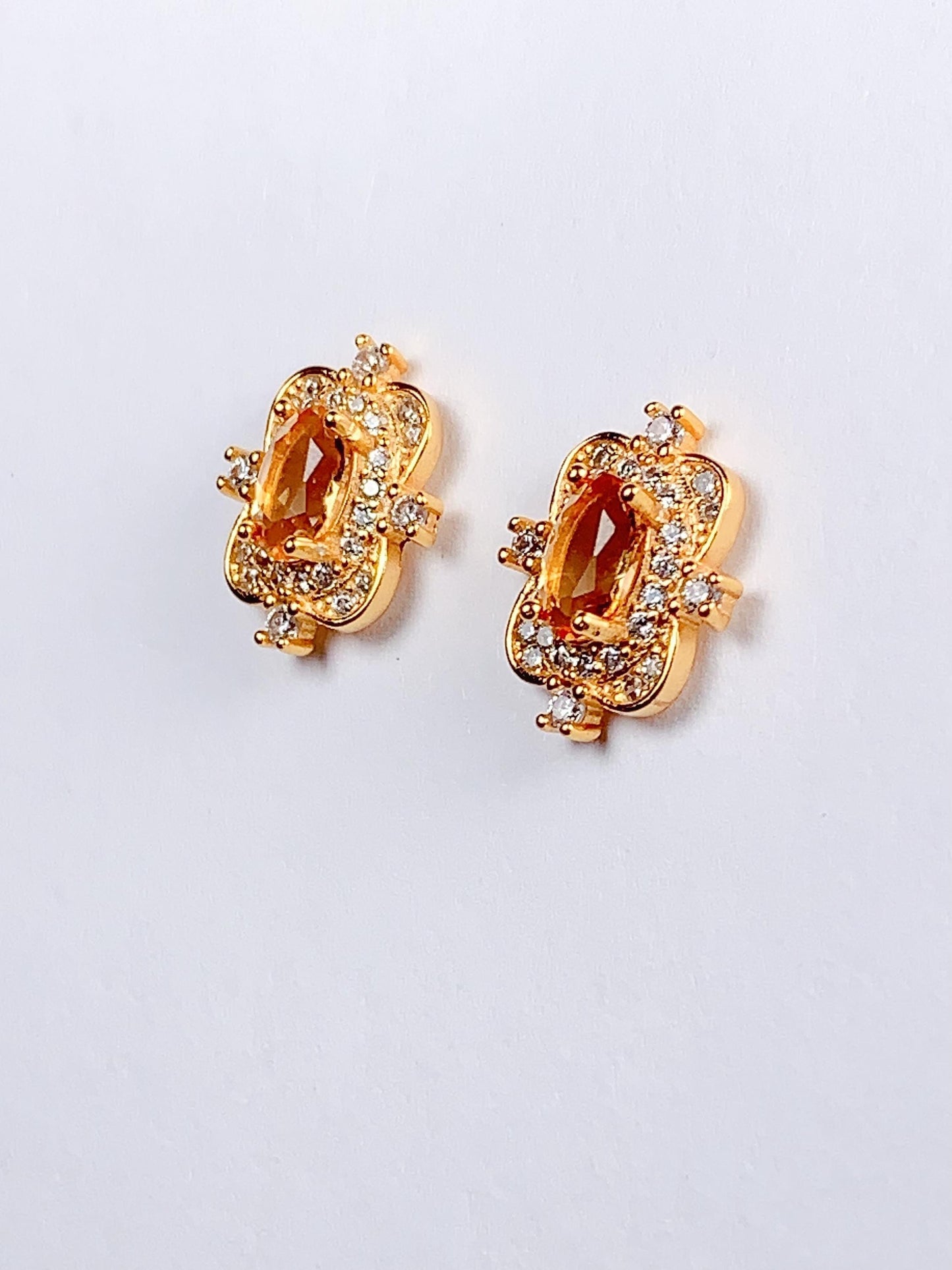 Citrine Earrings: 18k Gold Plated Sterling Silver Studs