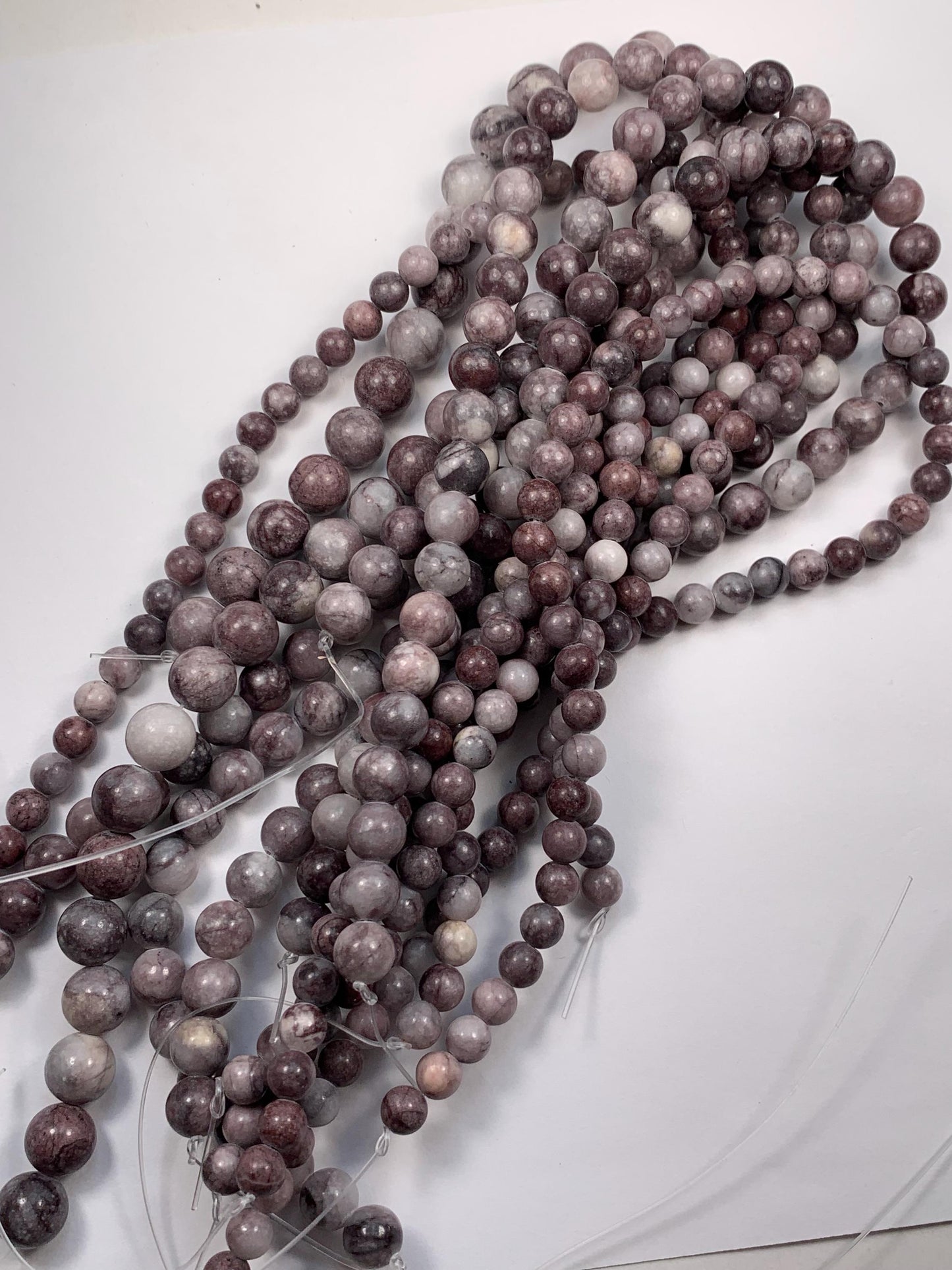 Natural Mauve Pale Purple Marble Jasper Smooth Round Beads 15.5" Strand 6mm 8mm 10mm