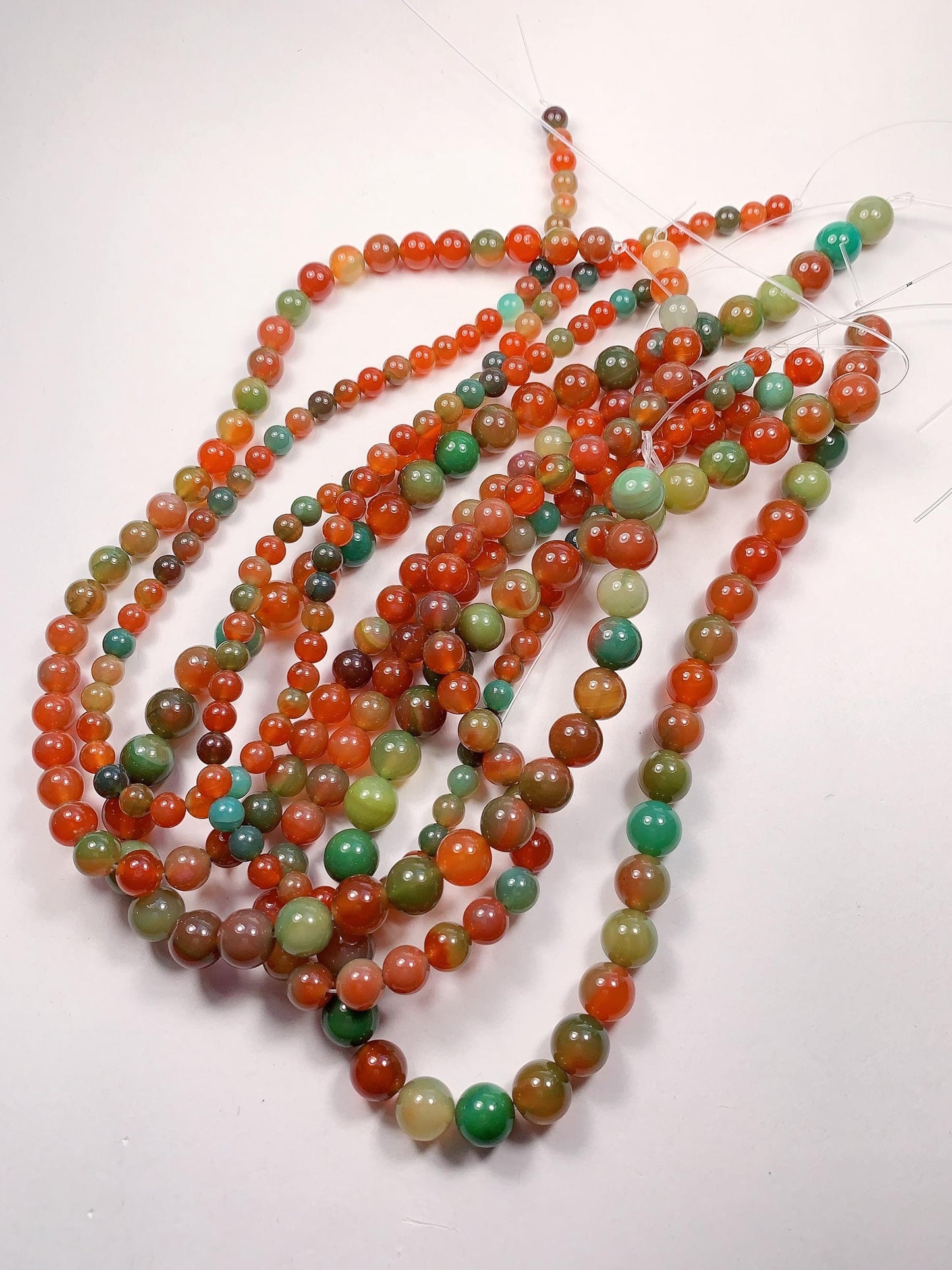 Deep Red Agate Smooth Round Beads: Natural Gemstone Strand