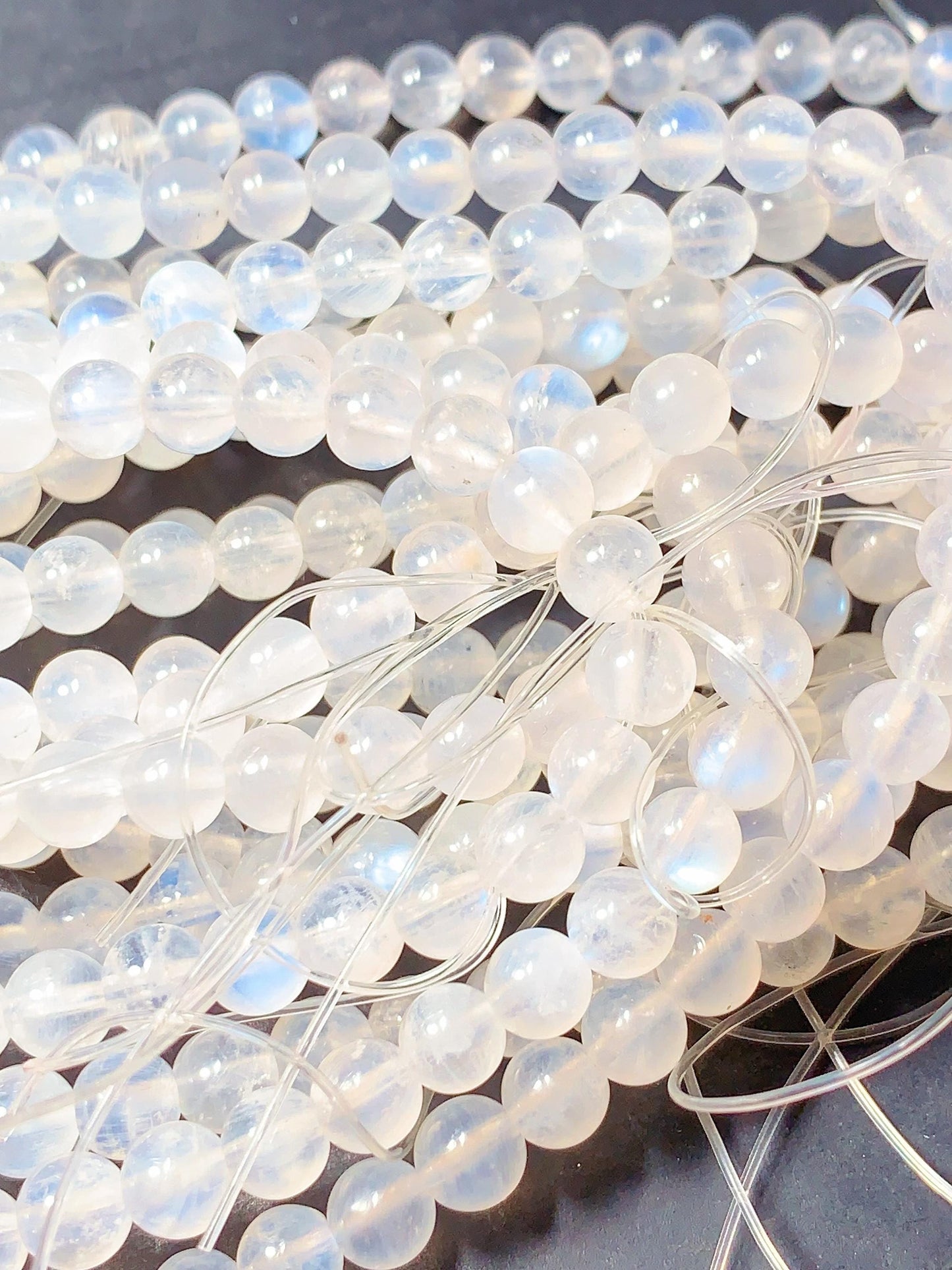 AAA Natural Blue Soft Translucent Moonstone Smooth Round Beads Gemstone 15.5 Strand 2mm 3mm 4mm 6mm 8mm 10mm Super High Quality