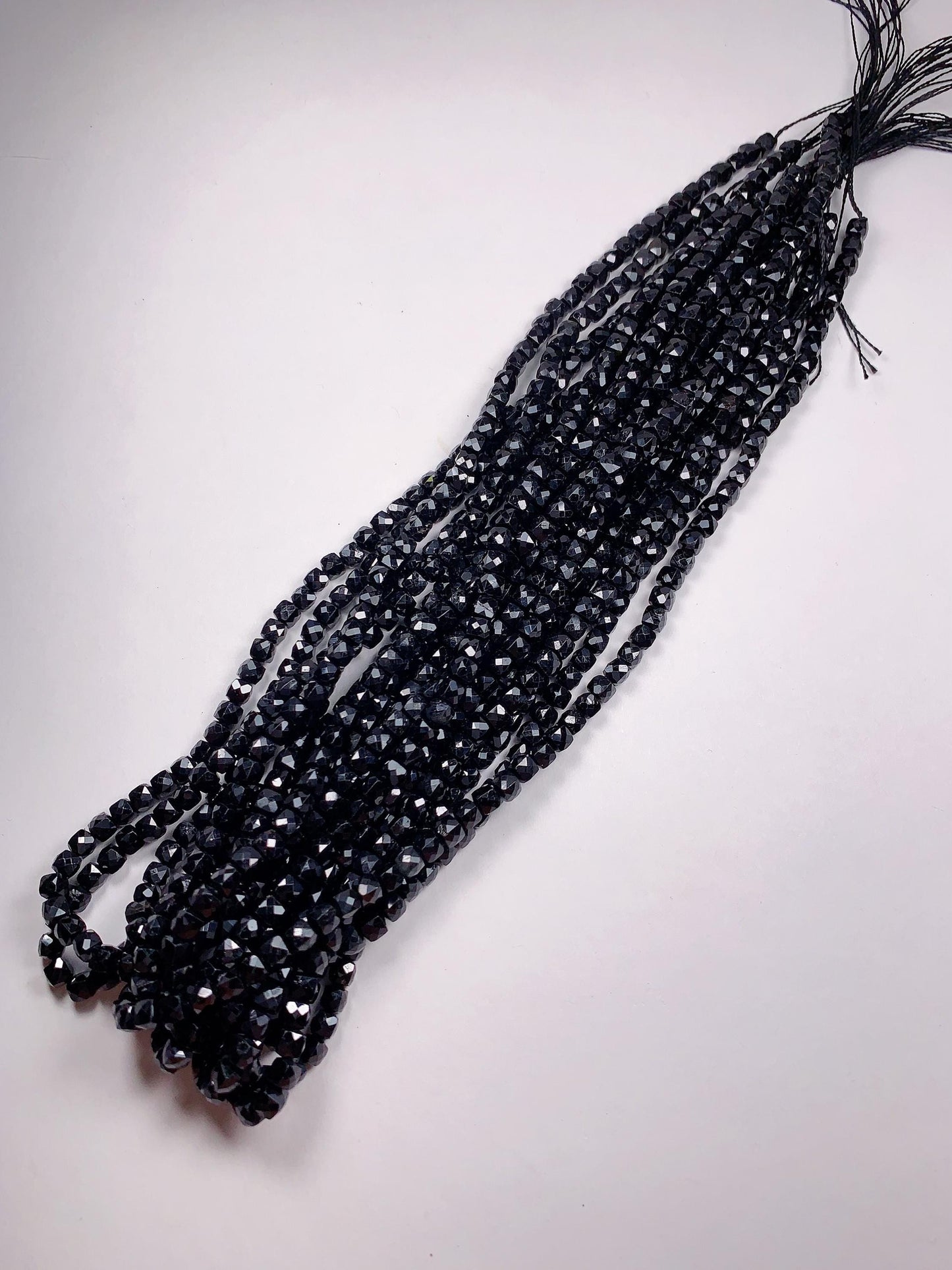 4.5mm AAA Natural Black Tourmaline Faceted Cube Beads Strand 15.5
