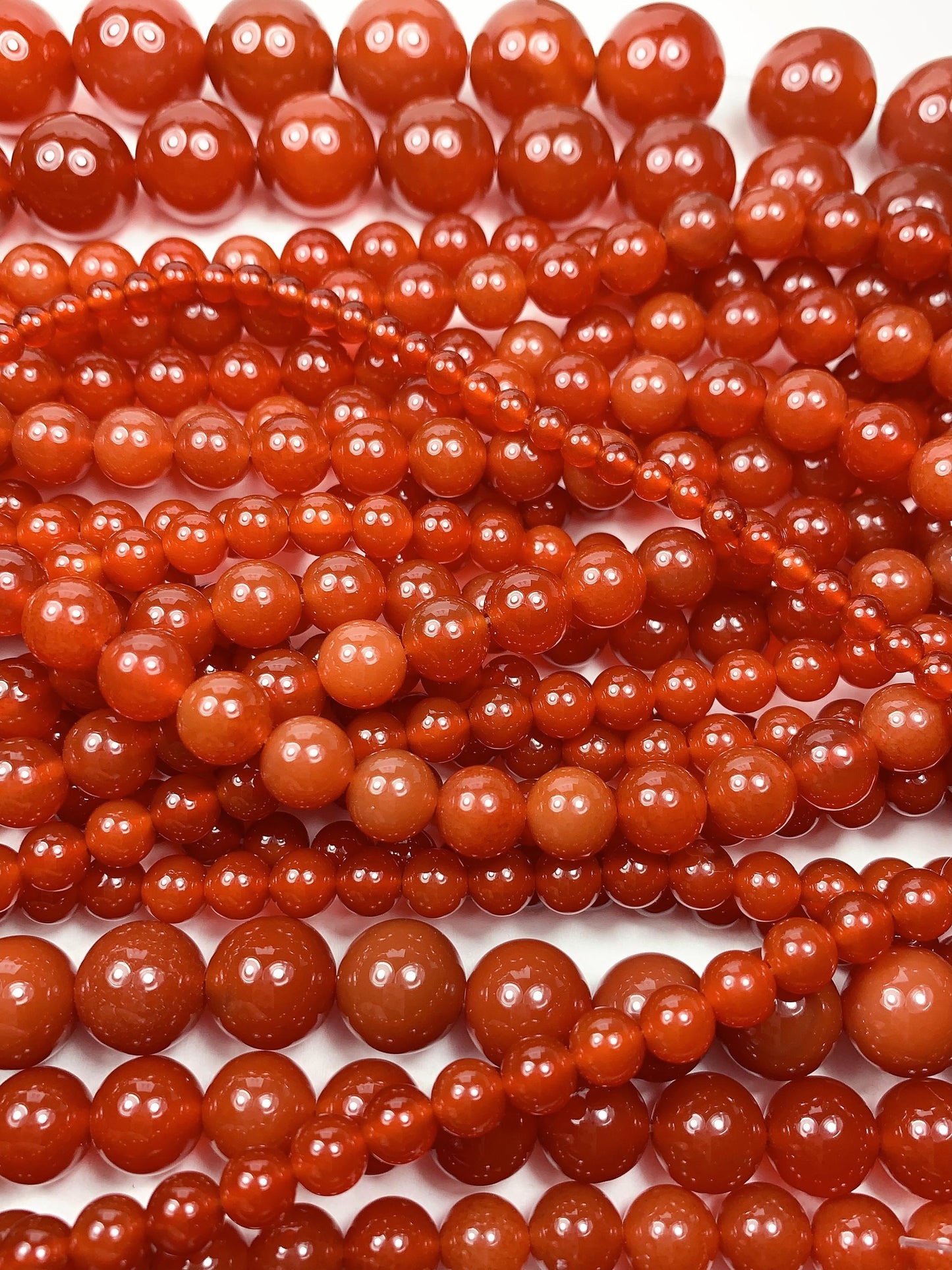 Red Agate Smooth Round Beads: Grade AAA Genuine Gemstone Strand
