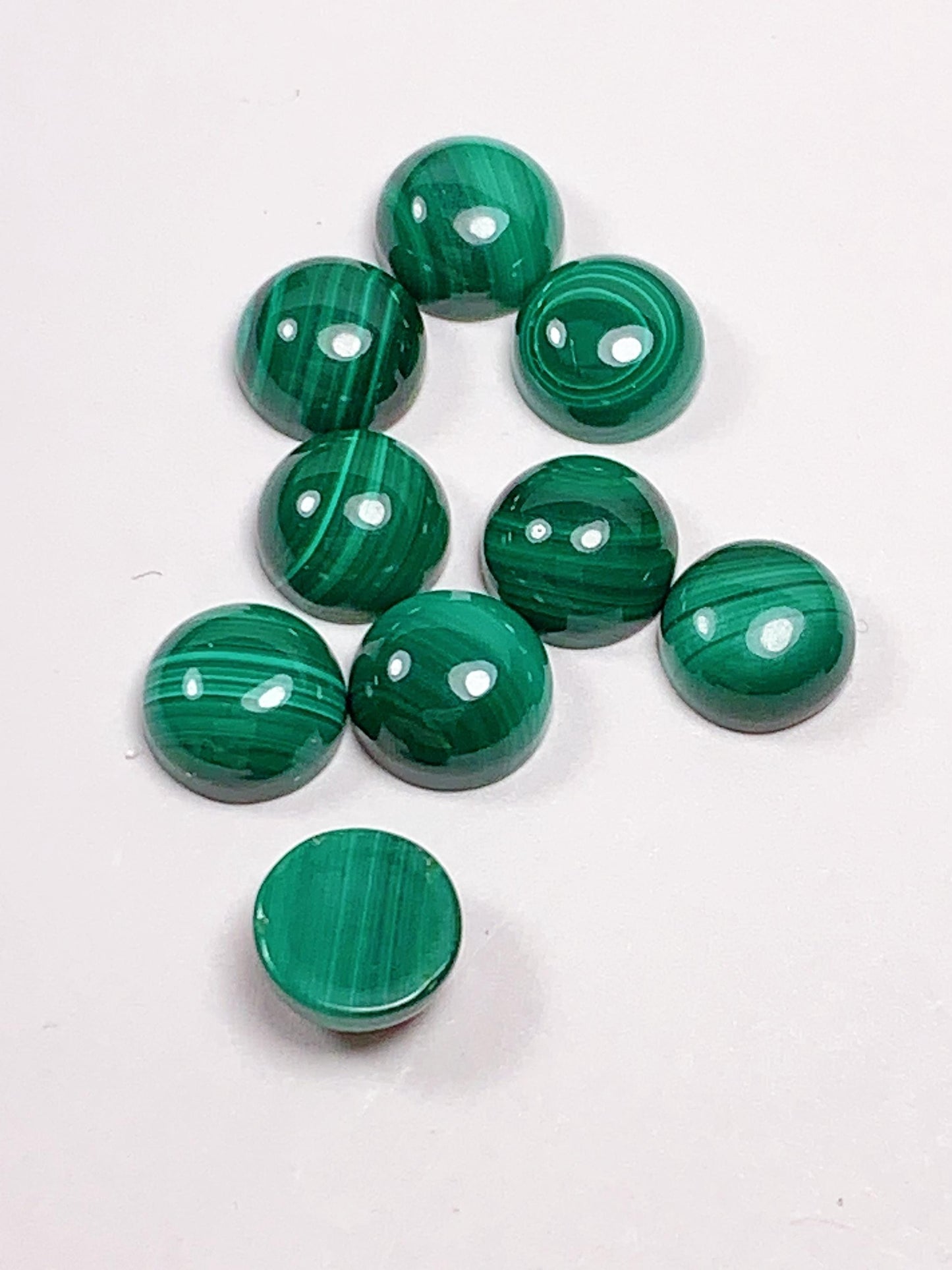 6mm AAA Grade Natural Green Malachite Gemstone: Half Round Cut