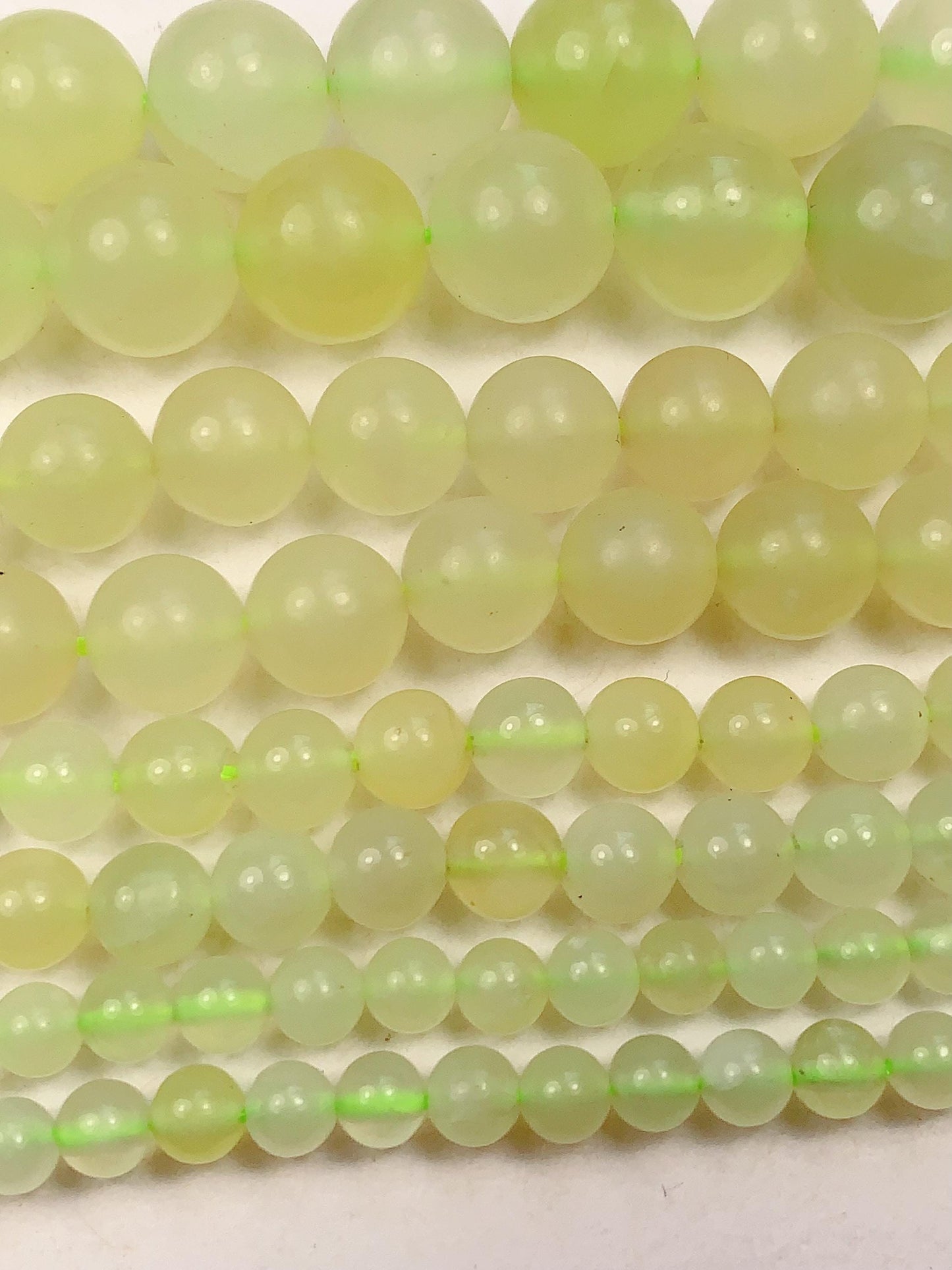 Light Green Yellow Serpentine Smooth Round Jade Beads: Natural Genuine 15.5" Strand