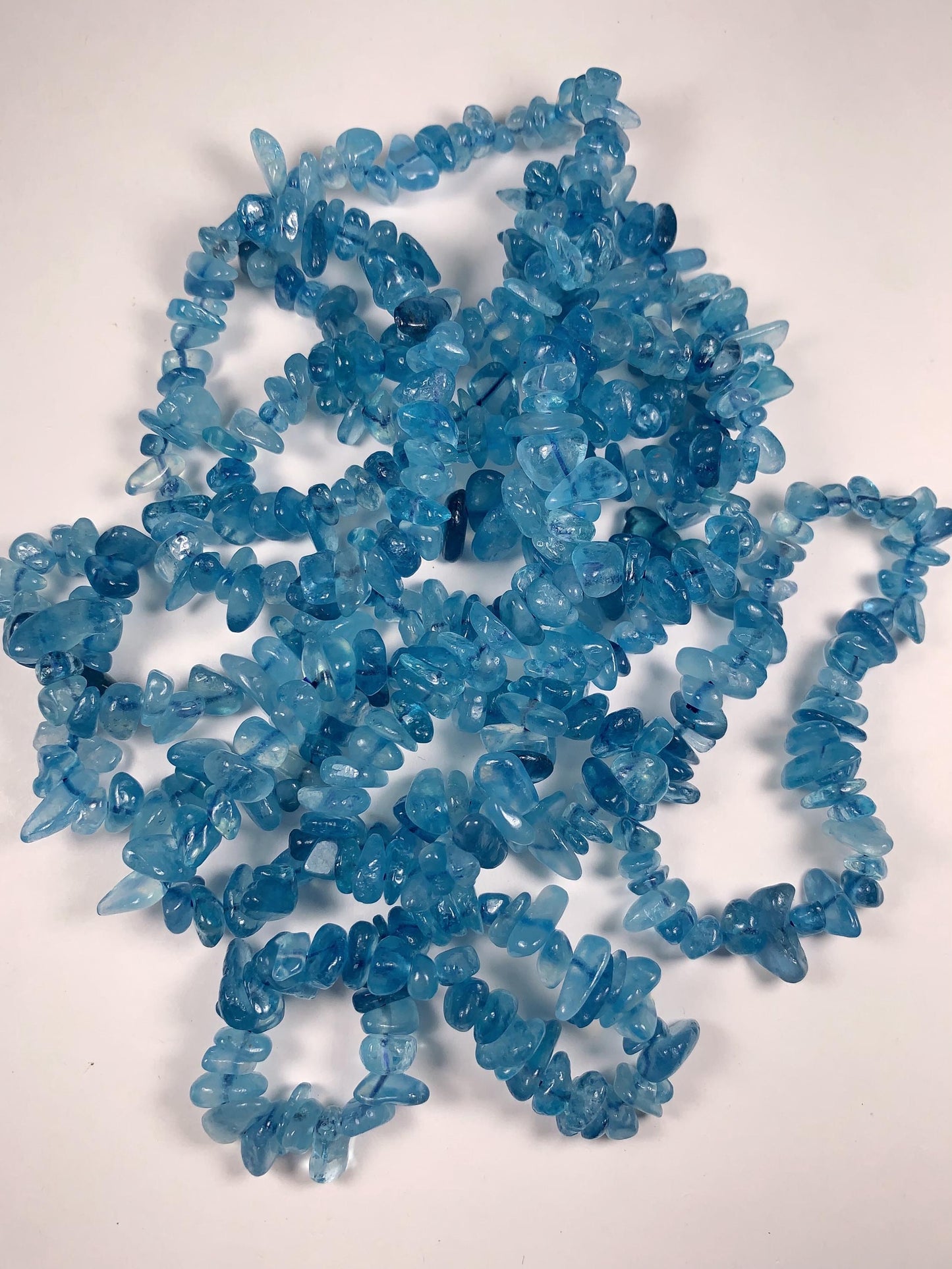 Natural Aquamarine Chip Bracelet: Deep Blue Gemstone, Freeform Beads