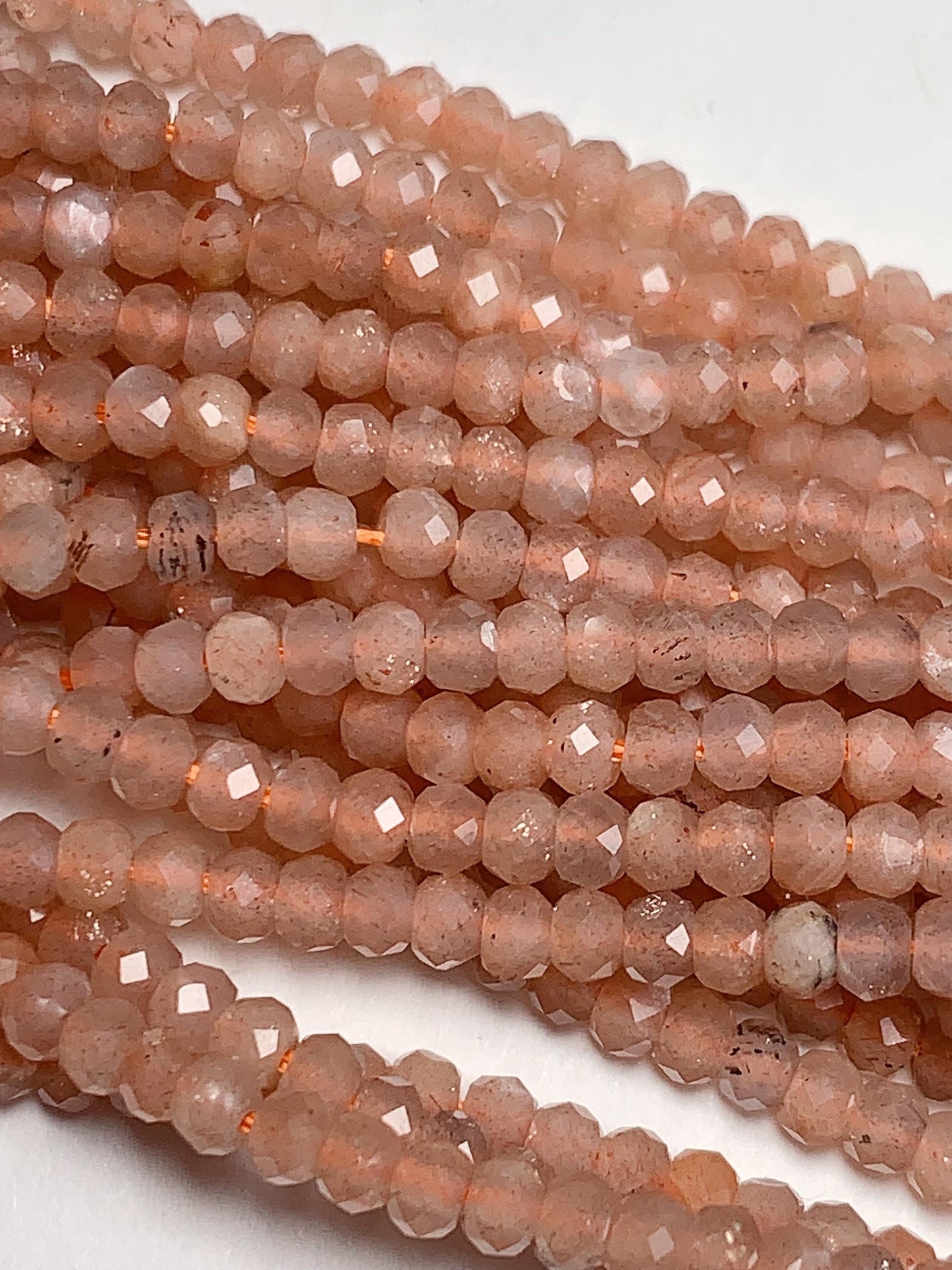 2x3mm Grade AAA Natural light Orange Sunstone Faceted Rondelle Beads 15.5" Strand