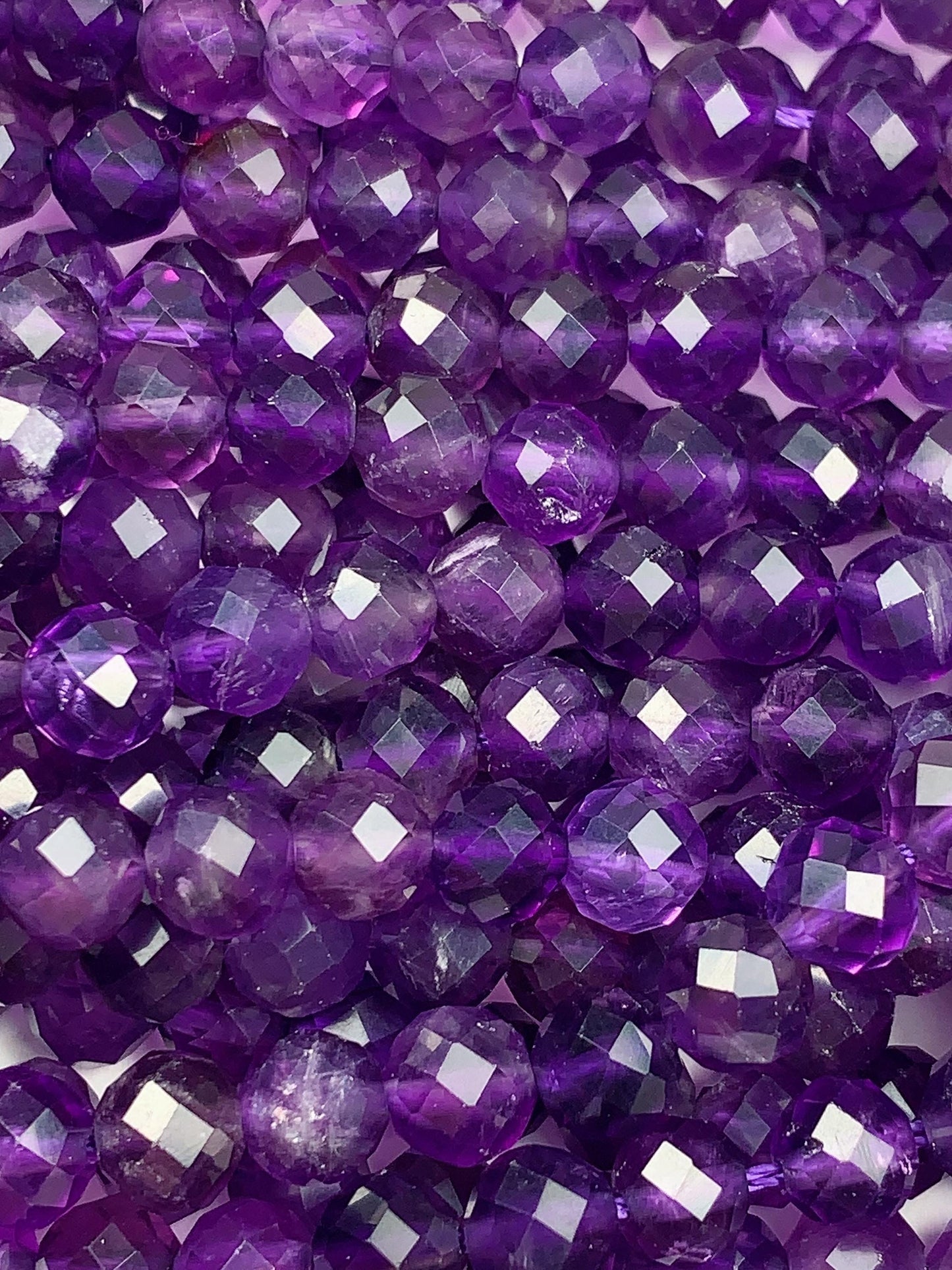 Grade AAA Genuine Natural deep Purple Amethyst faceted Round Beads 15.5" Strand