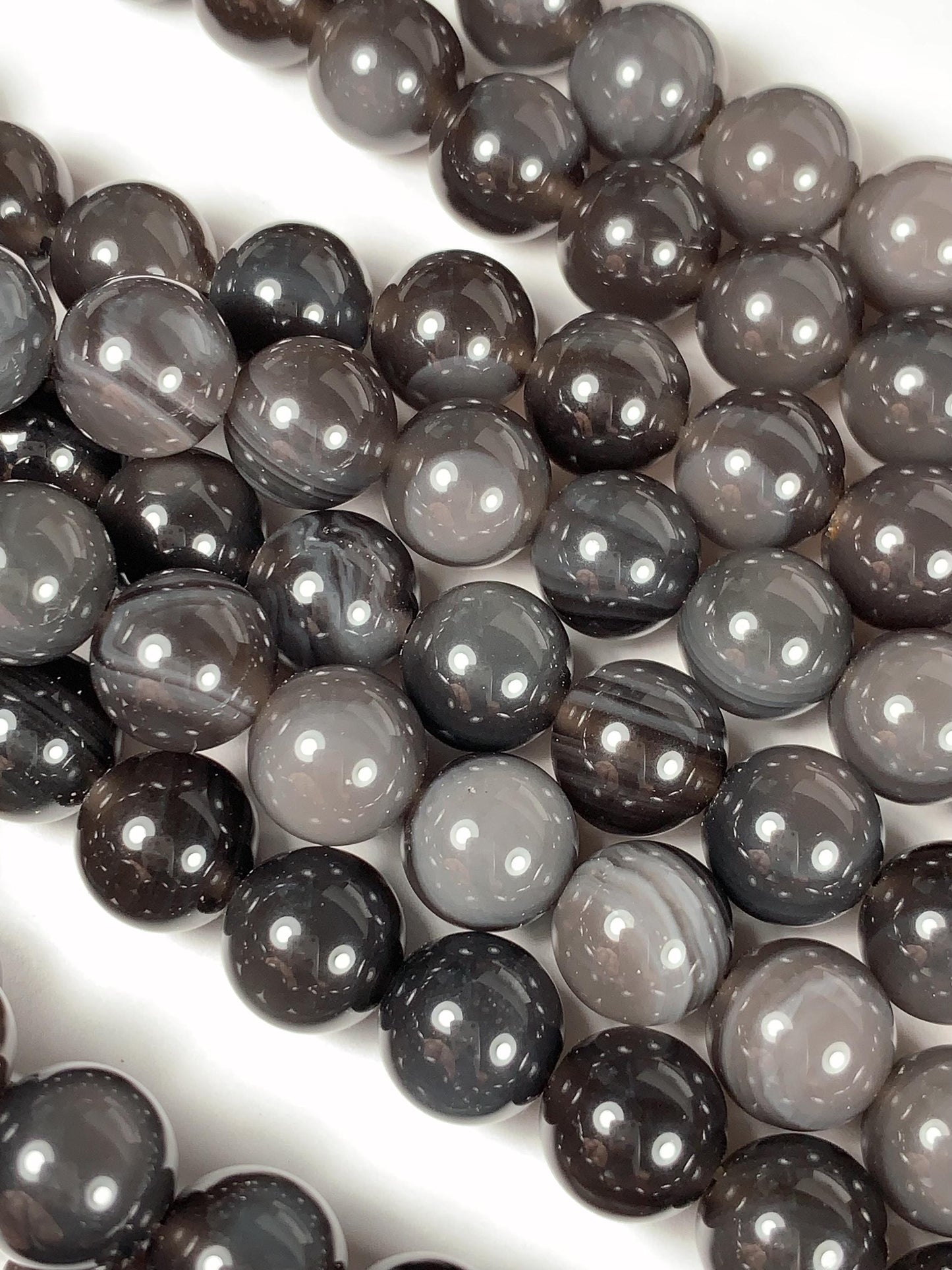 AAA Natural Stripe Rainbow Ice Obsidian Smooth Round Beads Strand 15.5" Gemstone