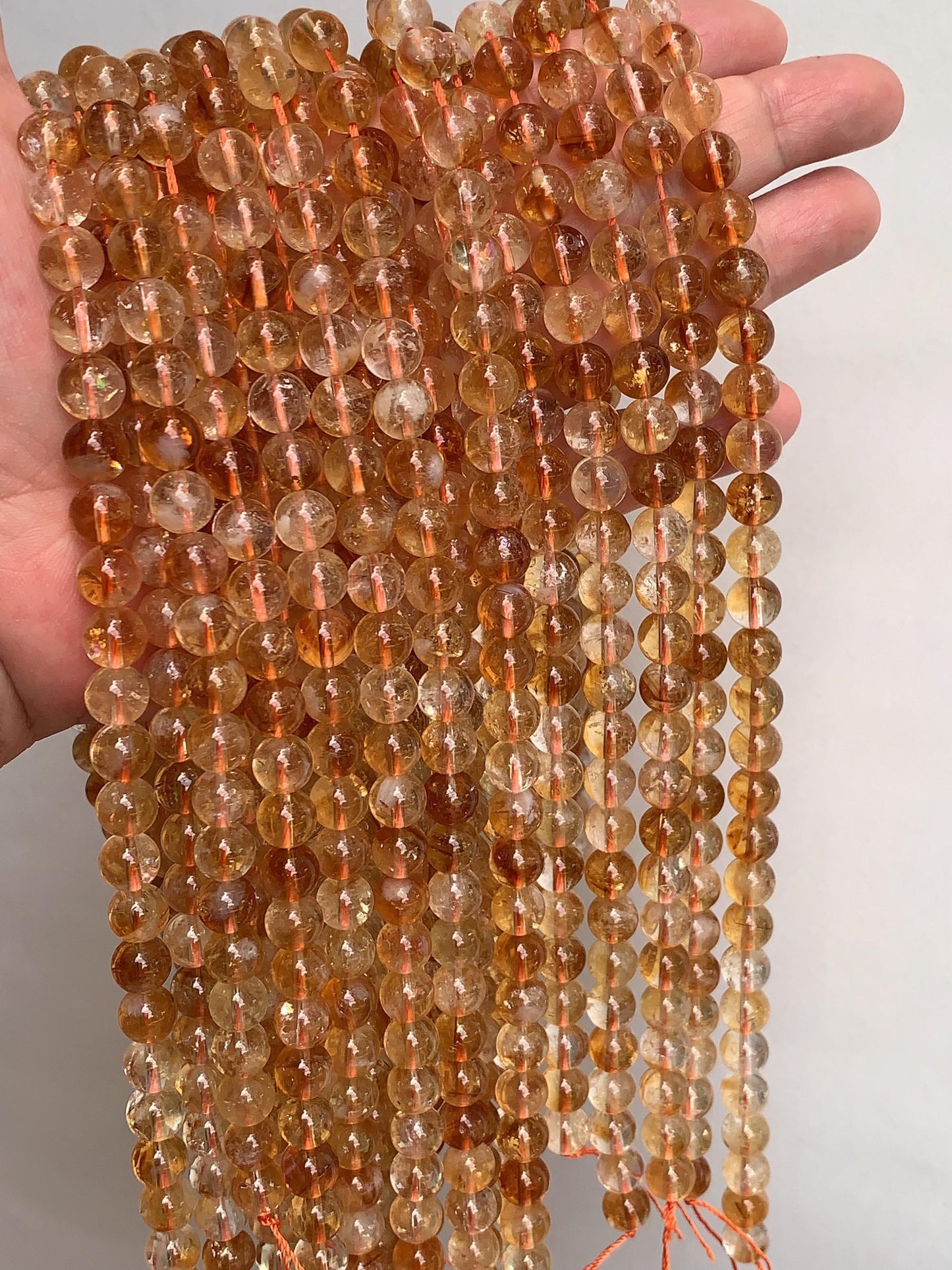 No Dyed High Quality Natural Yellow Citrine Smooth Round Beads - 15.5" Strand