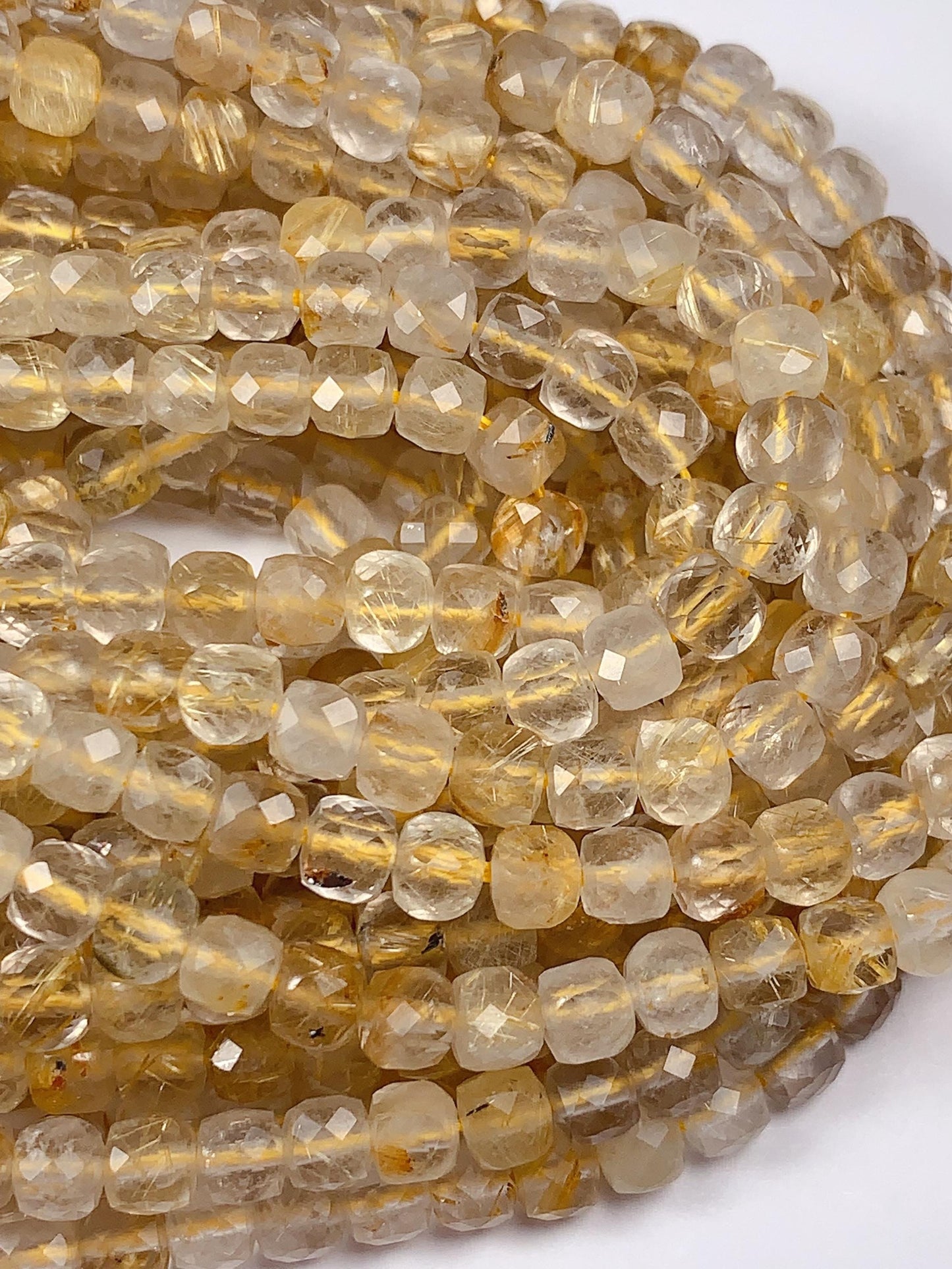 Good Quality Genuine Natural Gold Golden Rutilated Quartz Faceted Round Beads 15.5" Strand 2mm 3mm 4mm very high quality