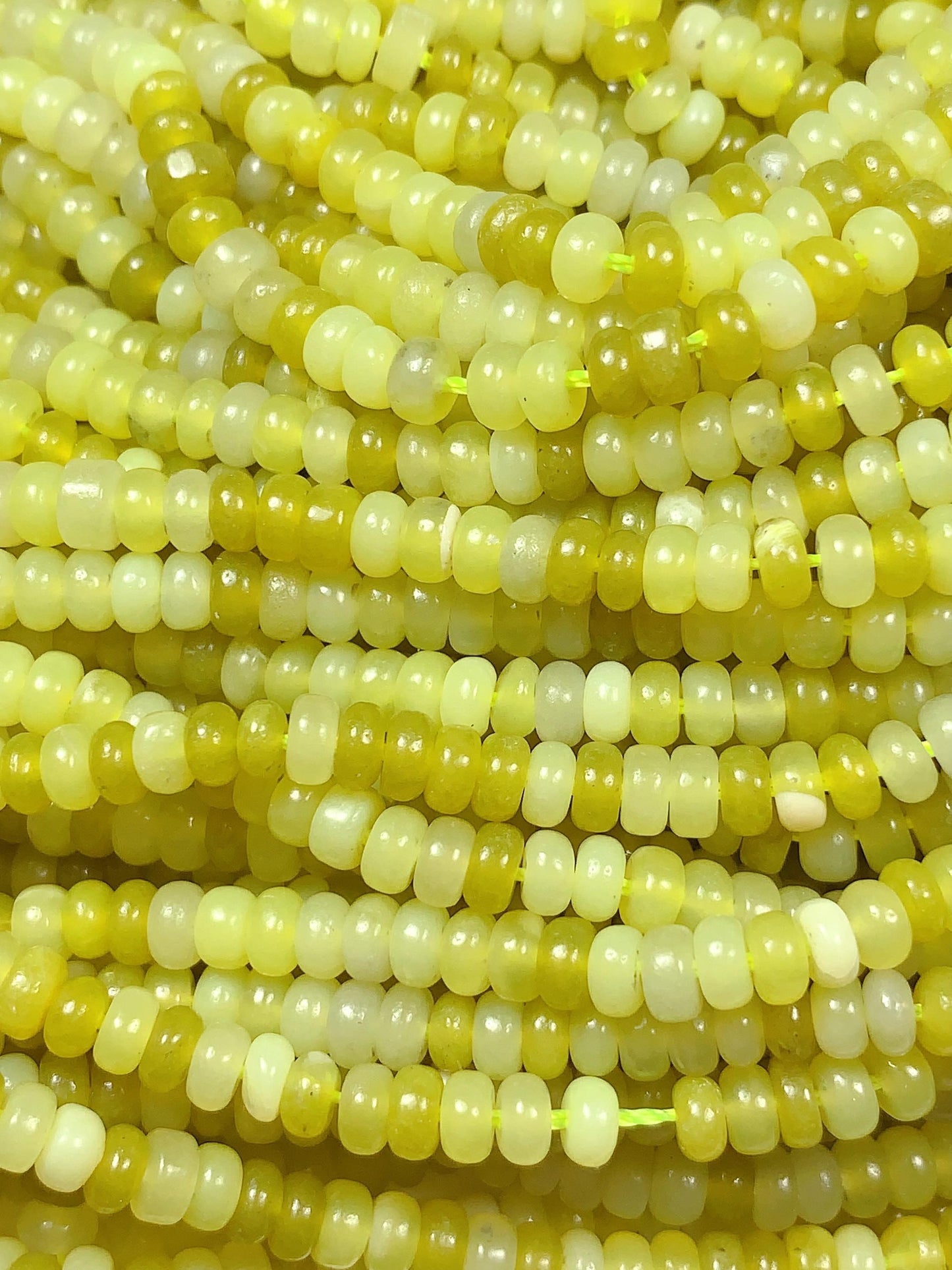 2x4mm Genuine Natural Lemon Serpentine Jade Smooth Rondelle Beads 15" Strand